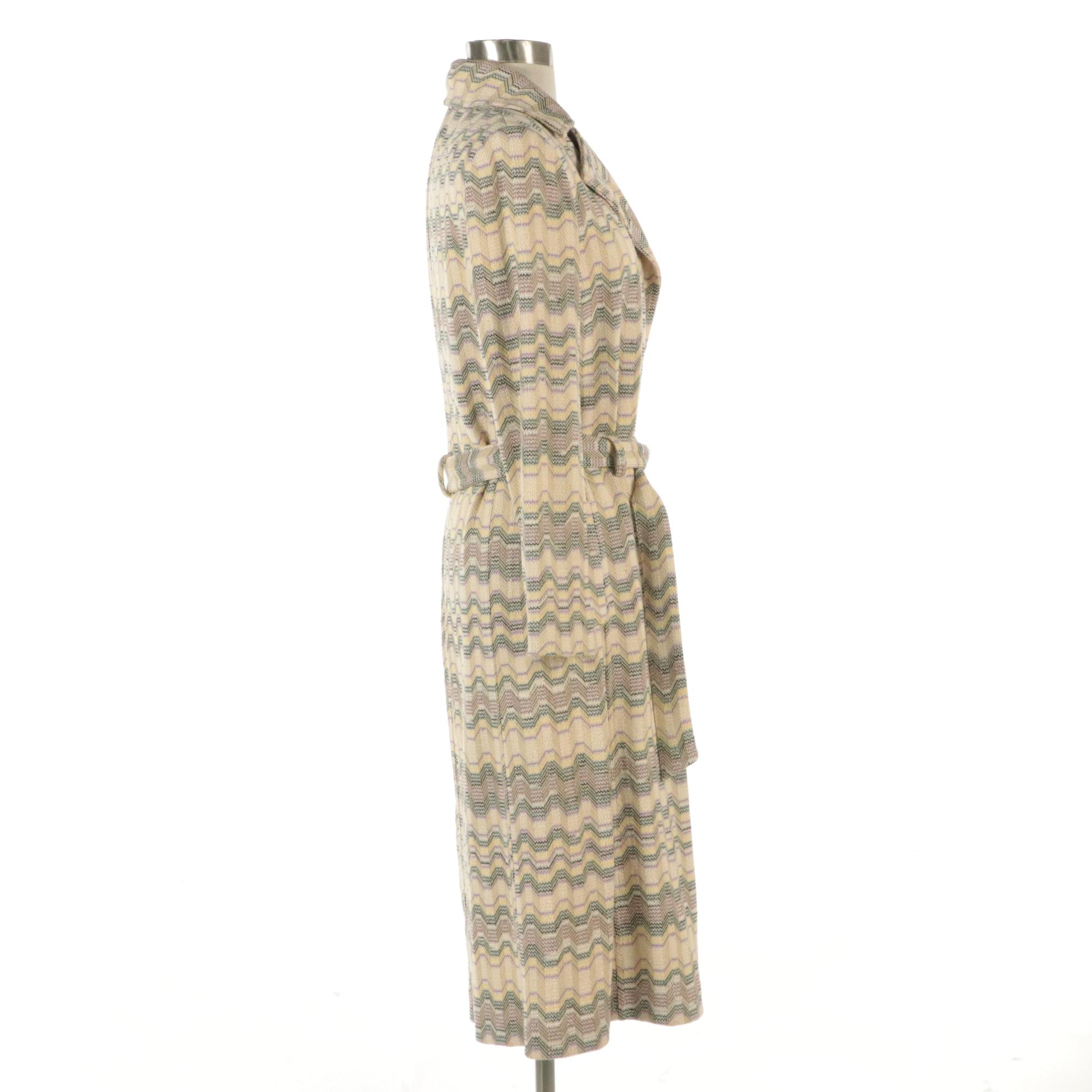 Missoni Wool/Linen Knit Blend Mid-Length Trench Coat