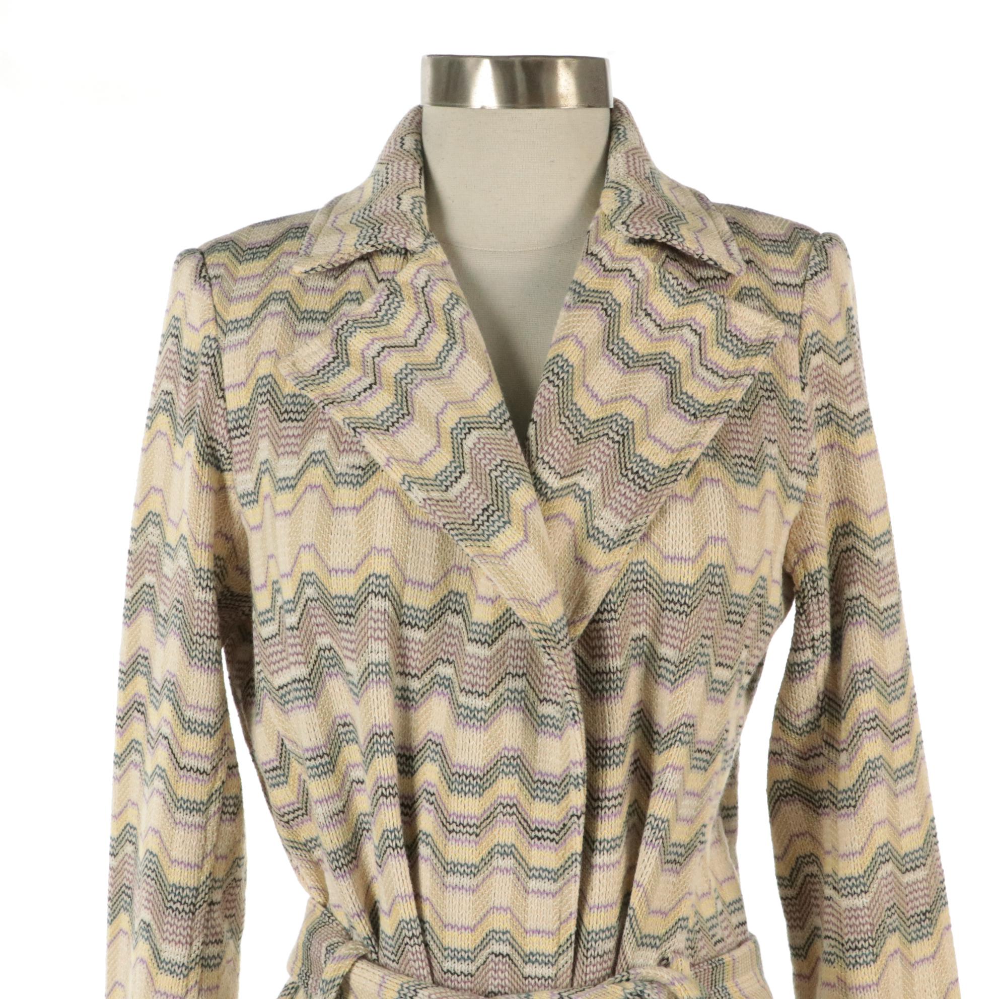 Missoni Wool/Linen Knit Blend Mid-Length Trench Coat