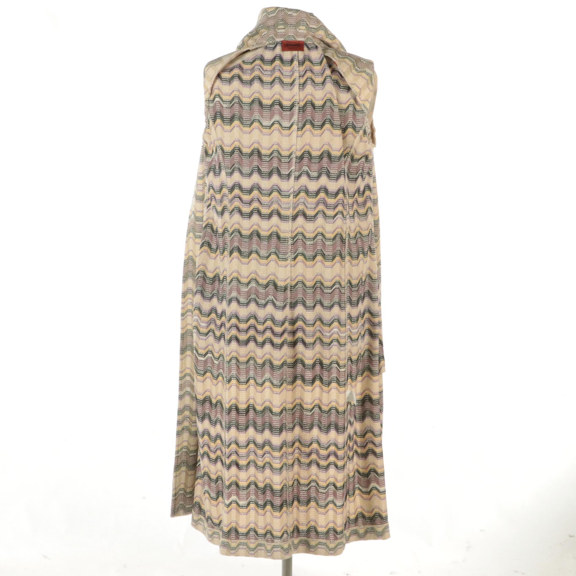 Missoni Wool/Linen Knit Blend Mid-Length Trench Coat
