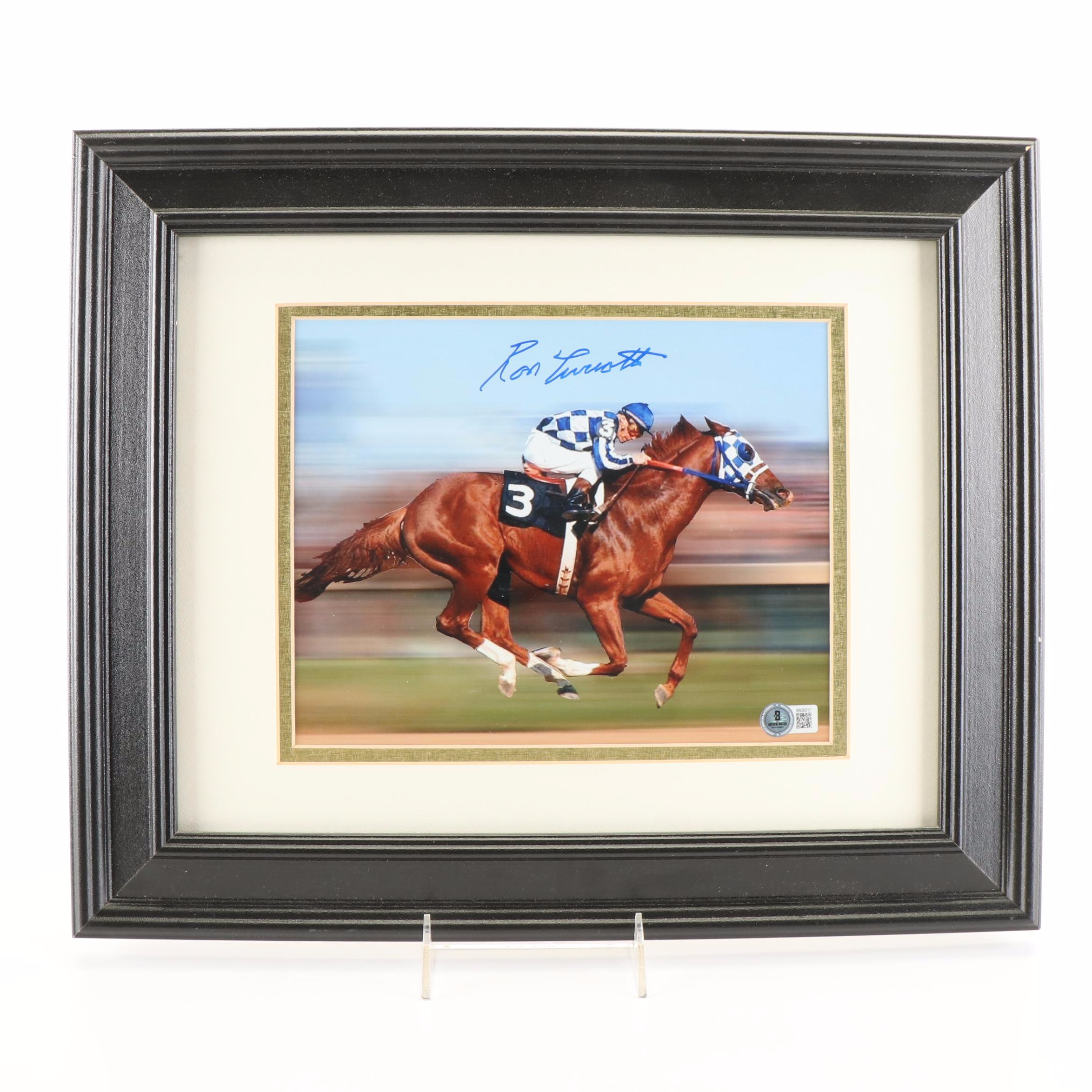 Framed Signed Photo of Ron Turcotte on Secretariat Beckett