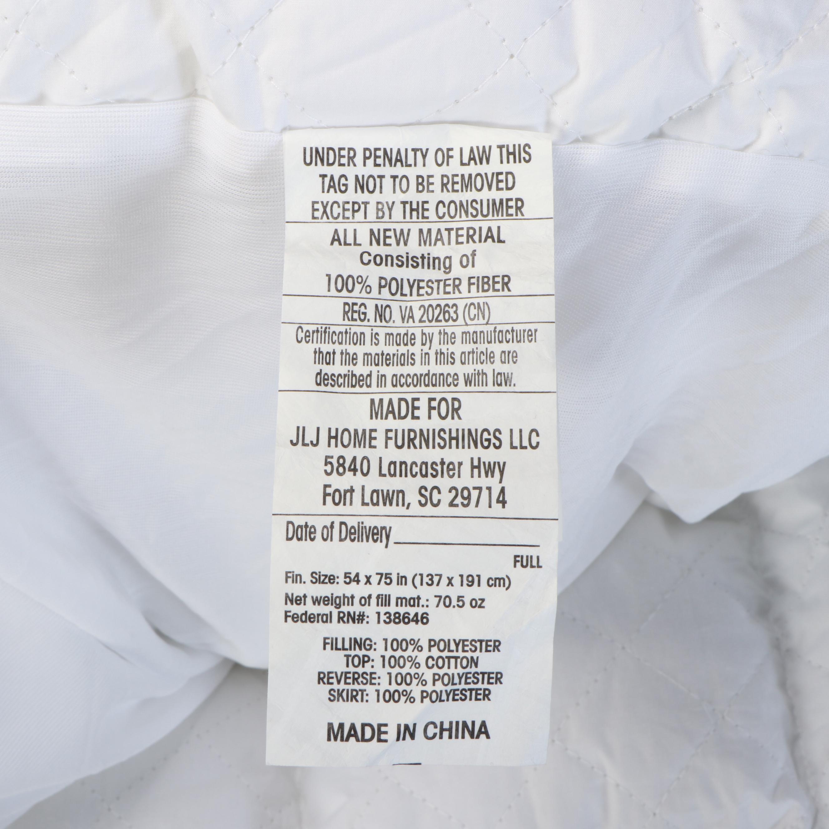 Pair of JLJ Full Size Quilted Featherbed Mattress Covers