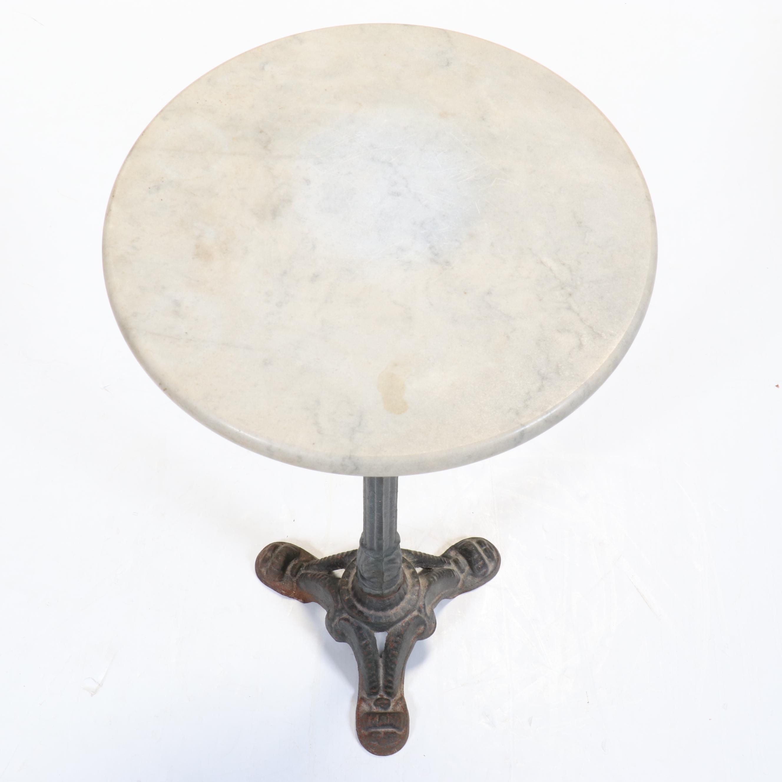 Victorian Style Cast Iron and Marble Occasional Table, Early to Mid-20th Century