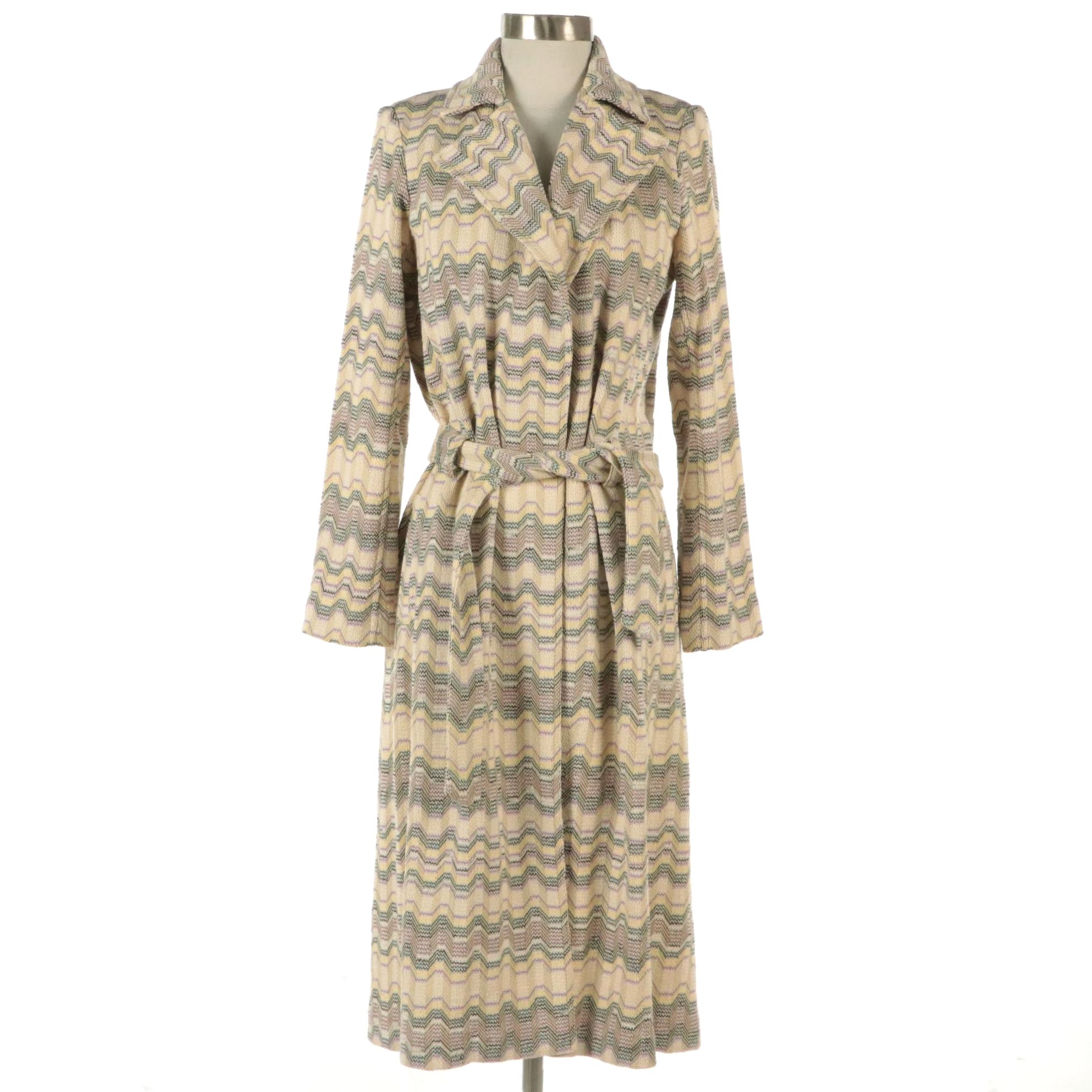 Missoni Wool/Linen Knit Blend Mid-Length Trench Coat