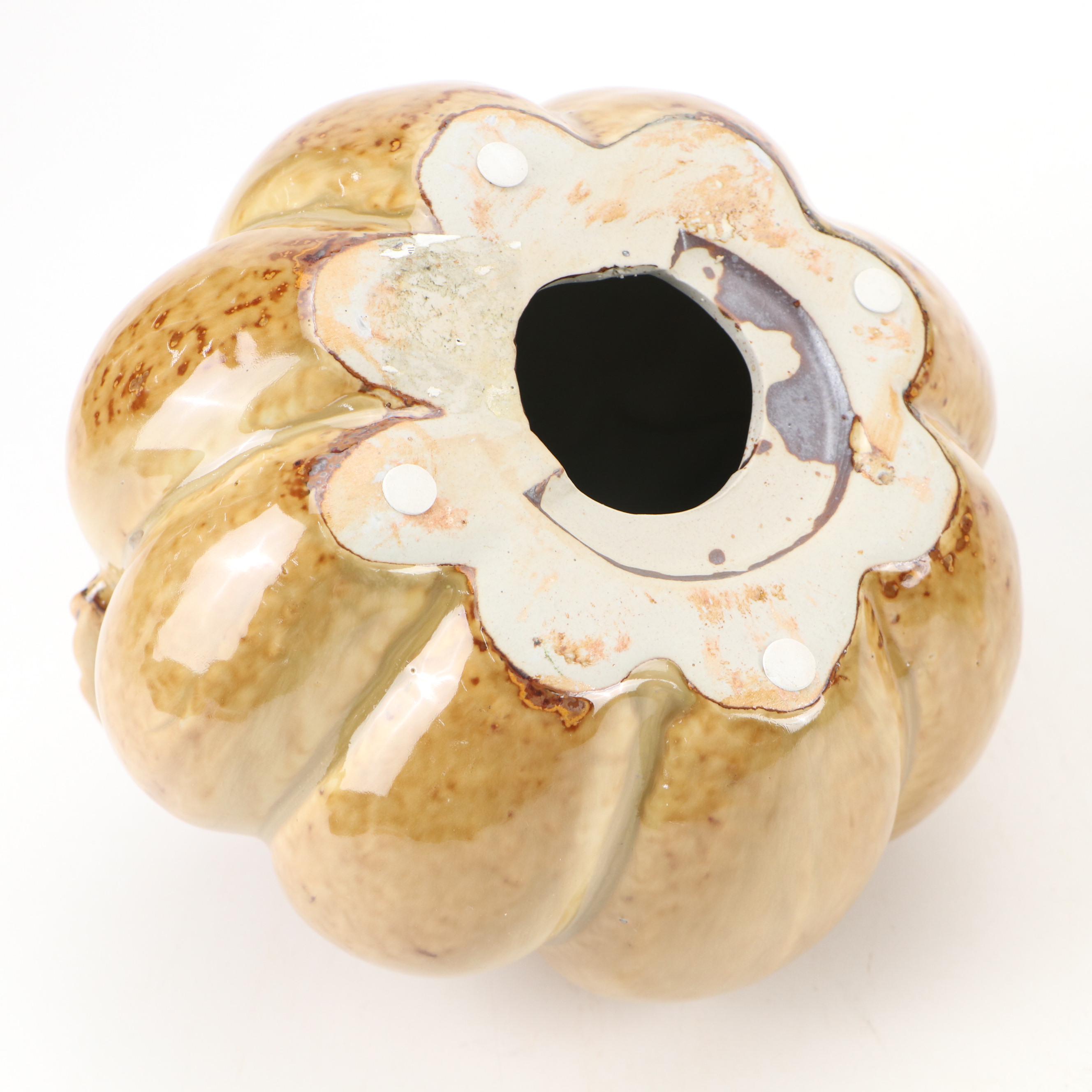 Ceramic Pumpkin Tureen with Wire Baskets and Other Décor