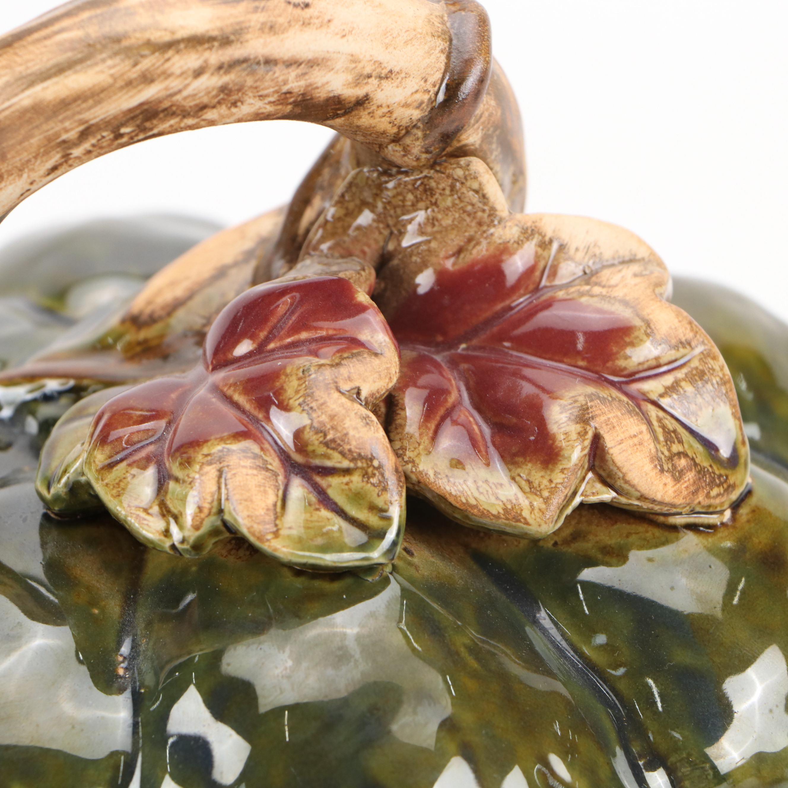 Ceramic Pumpkin Tureen with Wire Baskets and Other Décor