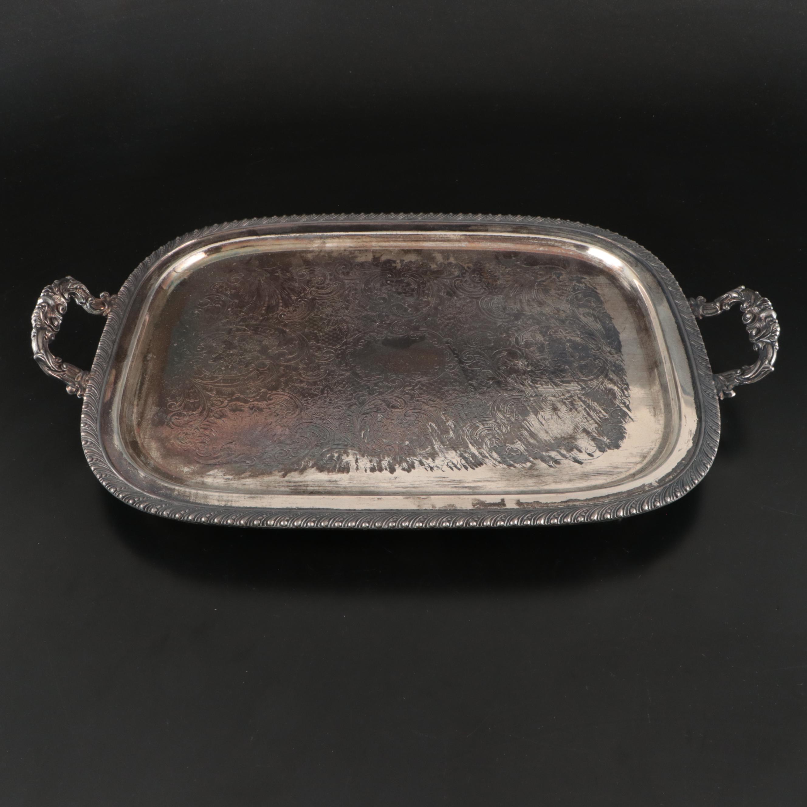 Silver Plate Tea and Coffee Service with Serving Tray