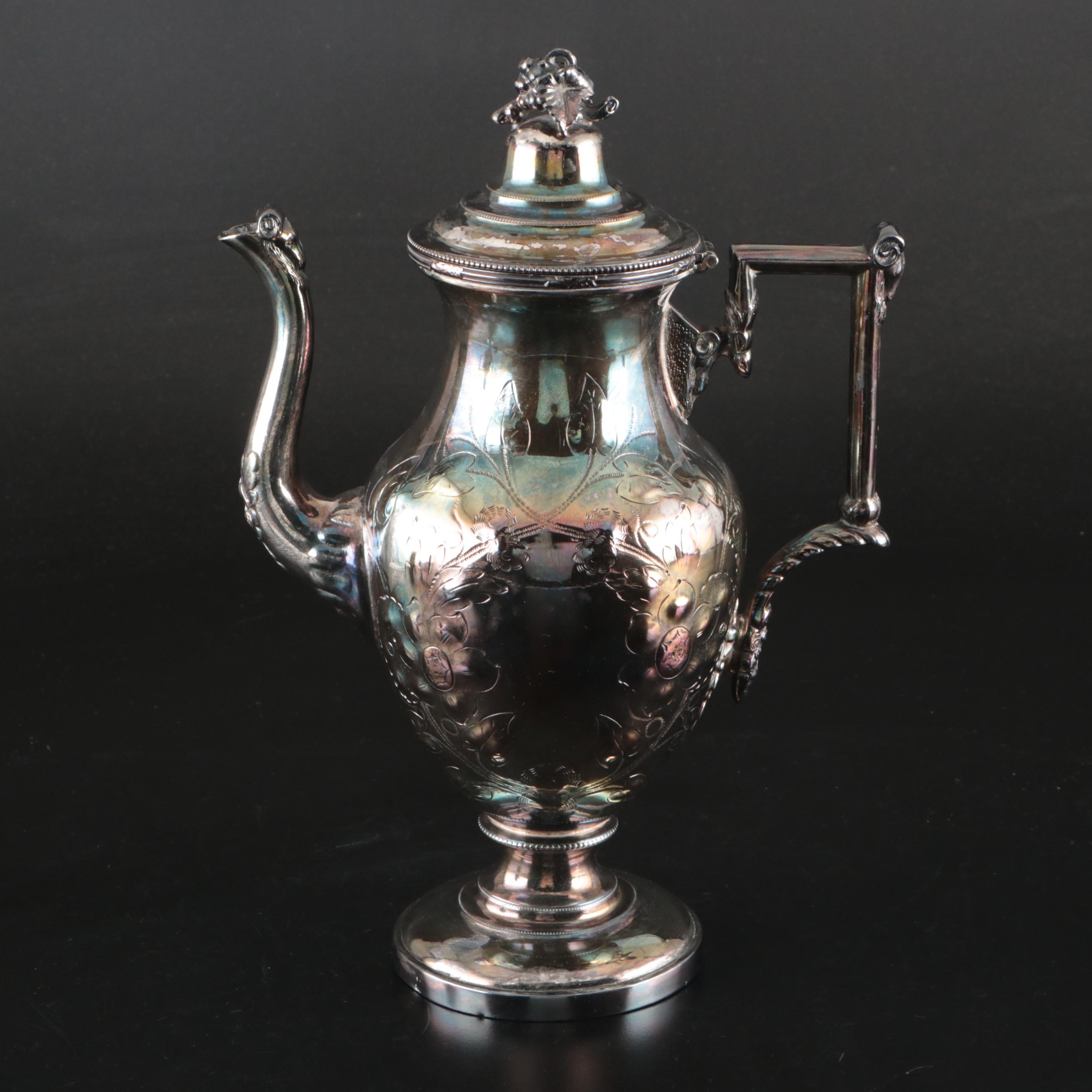 Silver Plate Tea and Coffee Service with Serving Tray