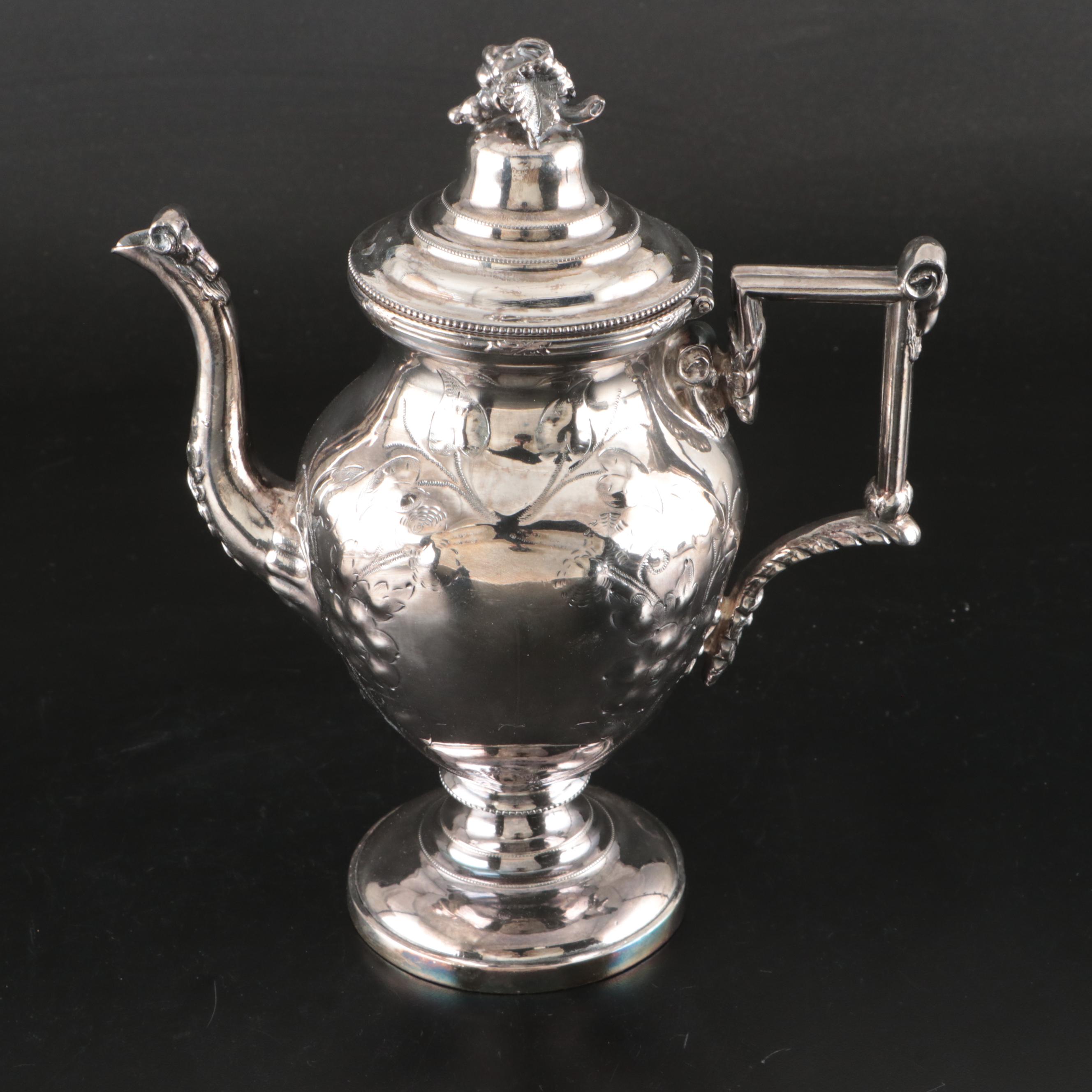 Silver Plate Tea and Coffee Service with Serving Tray