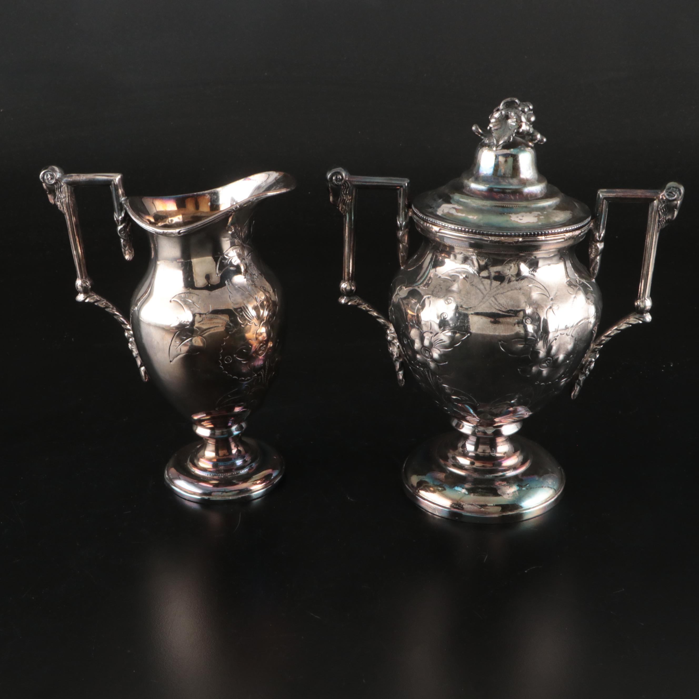 Silver Plate Tea and Coffee Service with Serving Tray