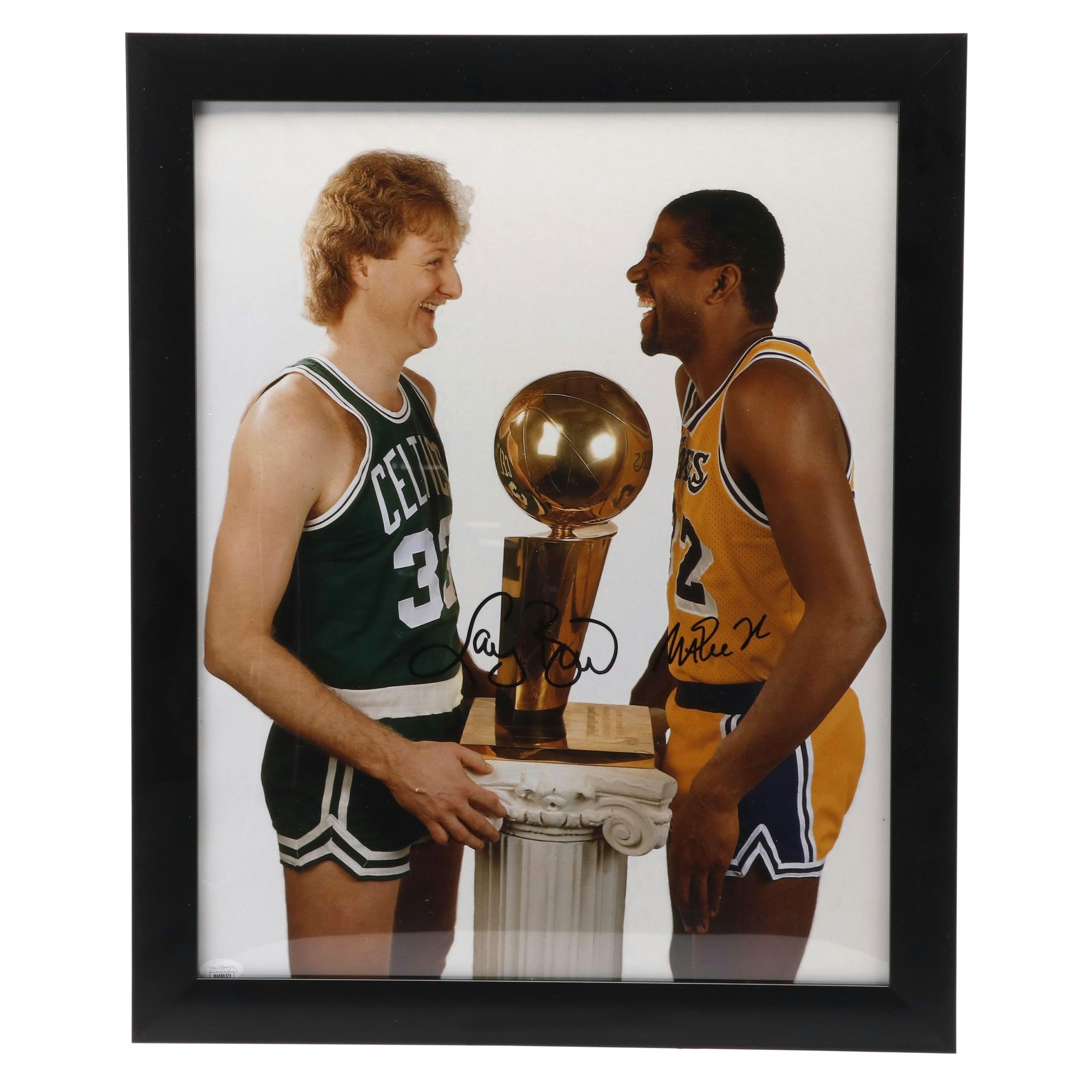 Framed Print Signed By Larry Bird and Magic Johnson, JSA