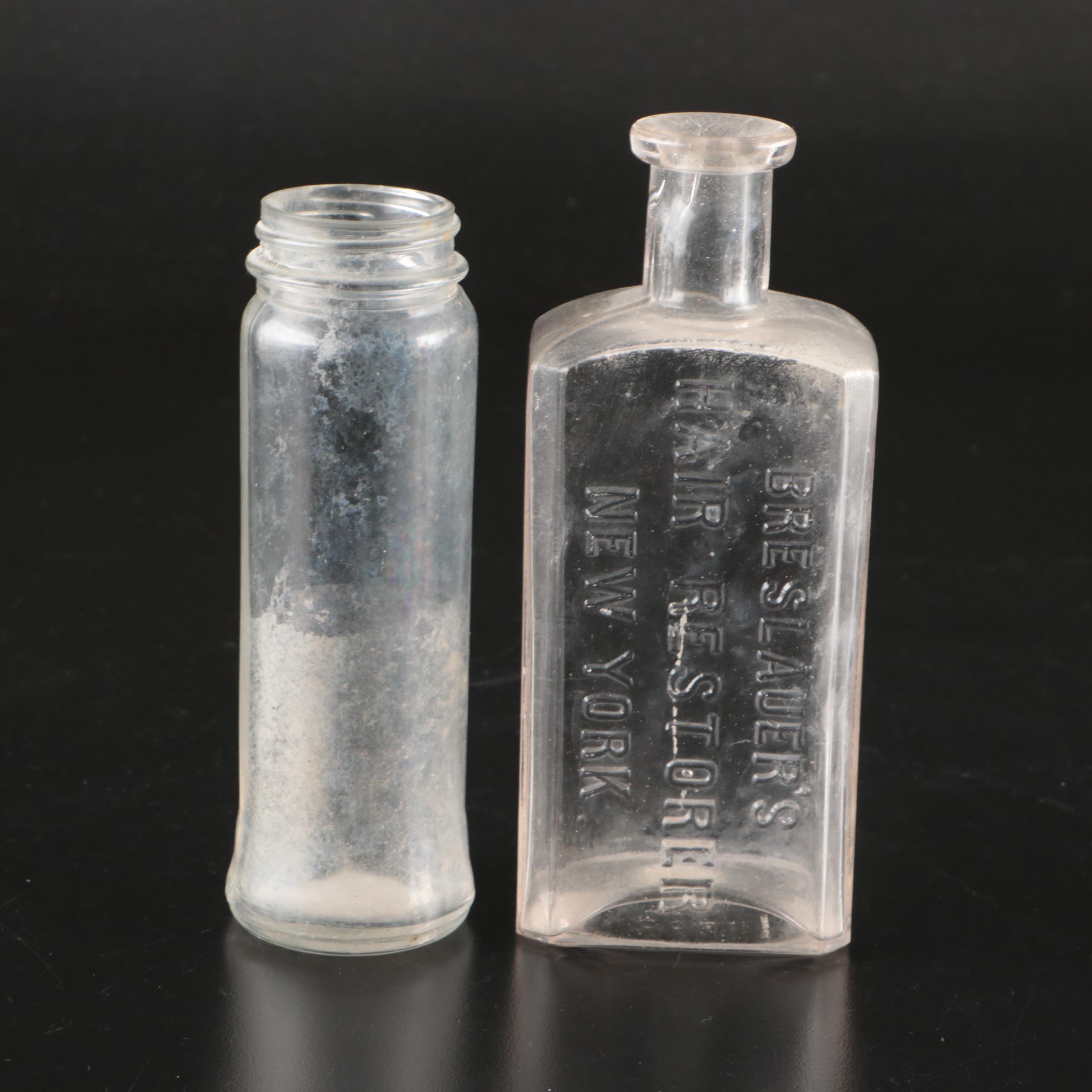 Lincoln Bank Bottle, Beaker Style Pitcher, and Other Glass Bottles and Jars