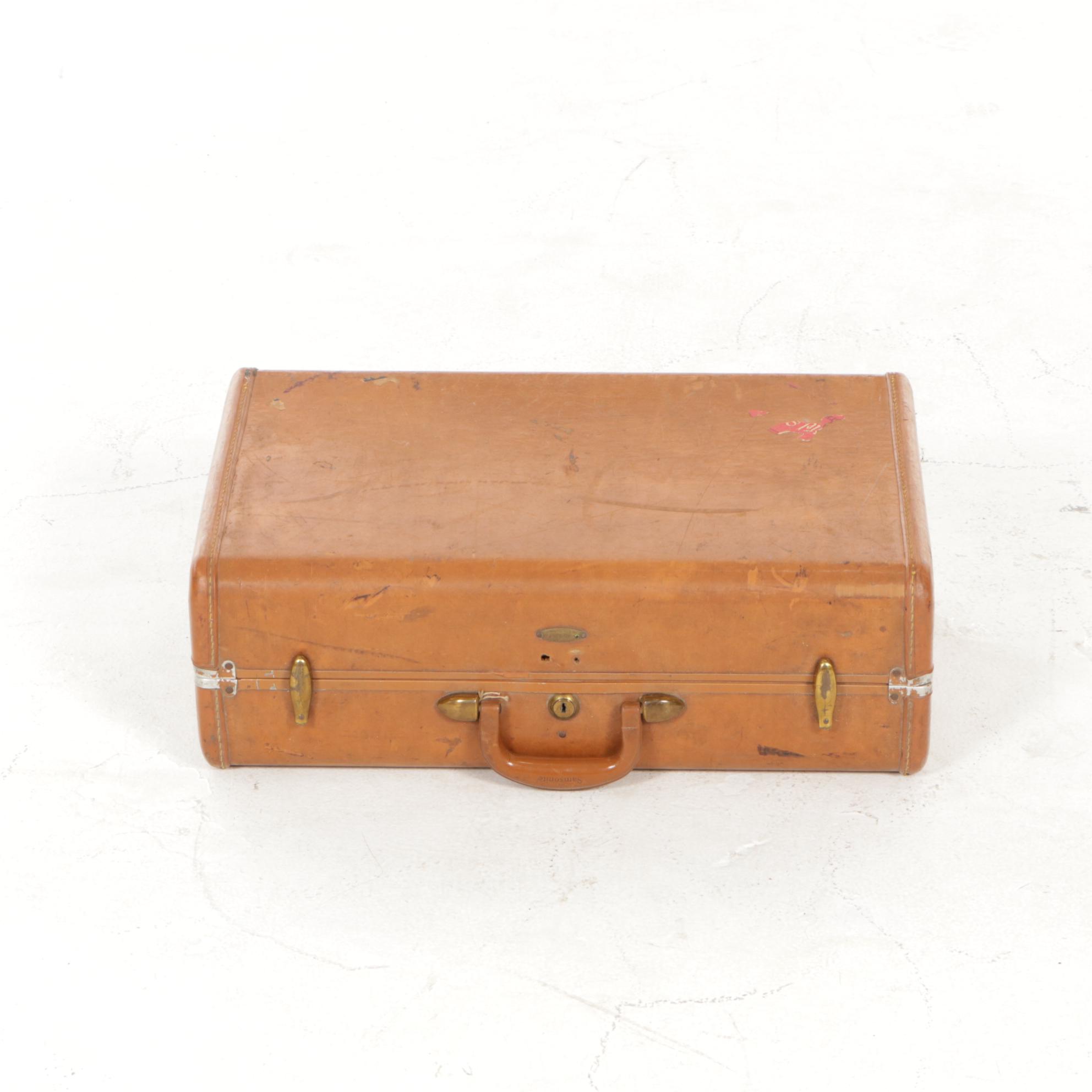 Samsonite Hard Shell Suitcase with Hotel Memorabilia and Cruise Map