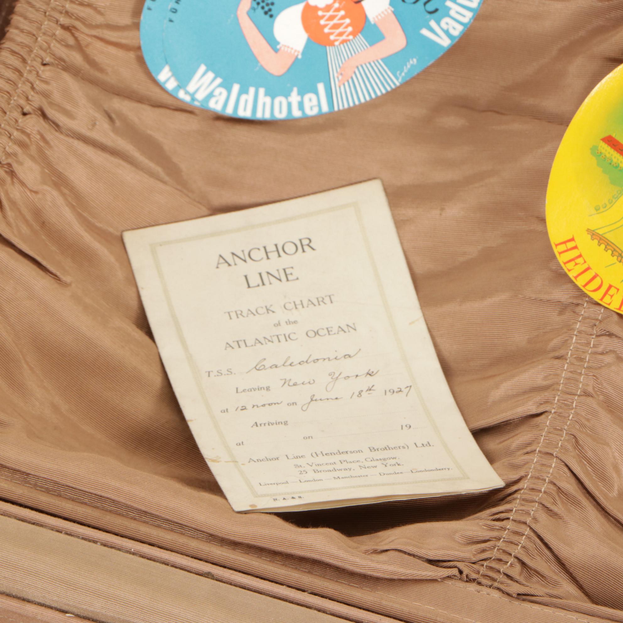 Samsonite Hard Shell Suitcase with Hotel Memorabilia and Cruise Map