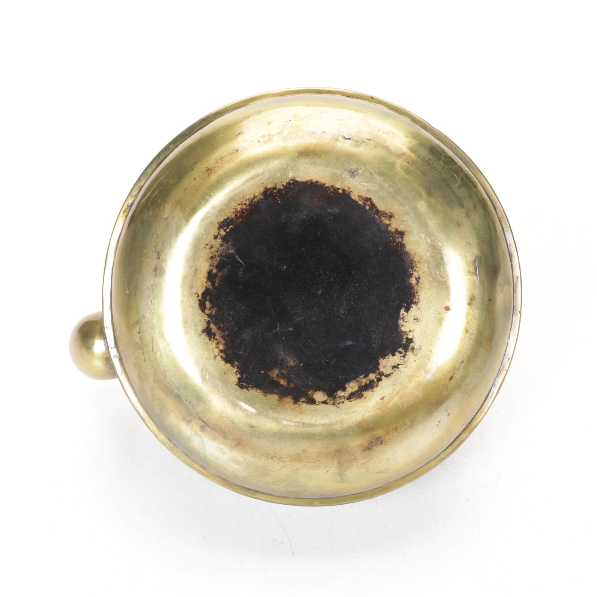 Brass and Metal Tea Kettles With Etched and Patterned Designs and Wooden Accents