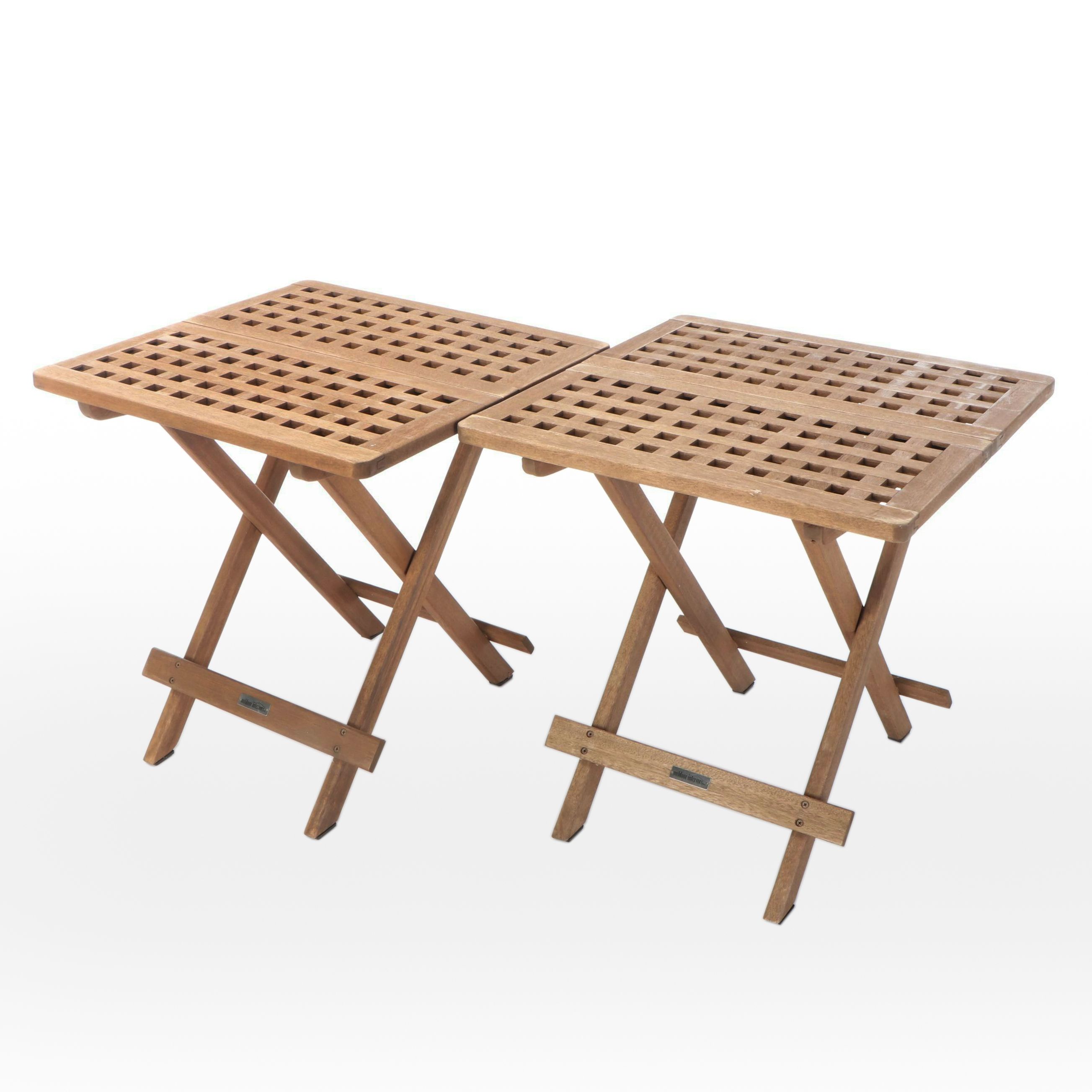 Pair of Outdoor Interiors Wooden Folding Tables