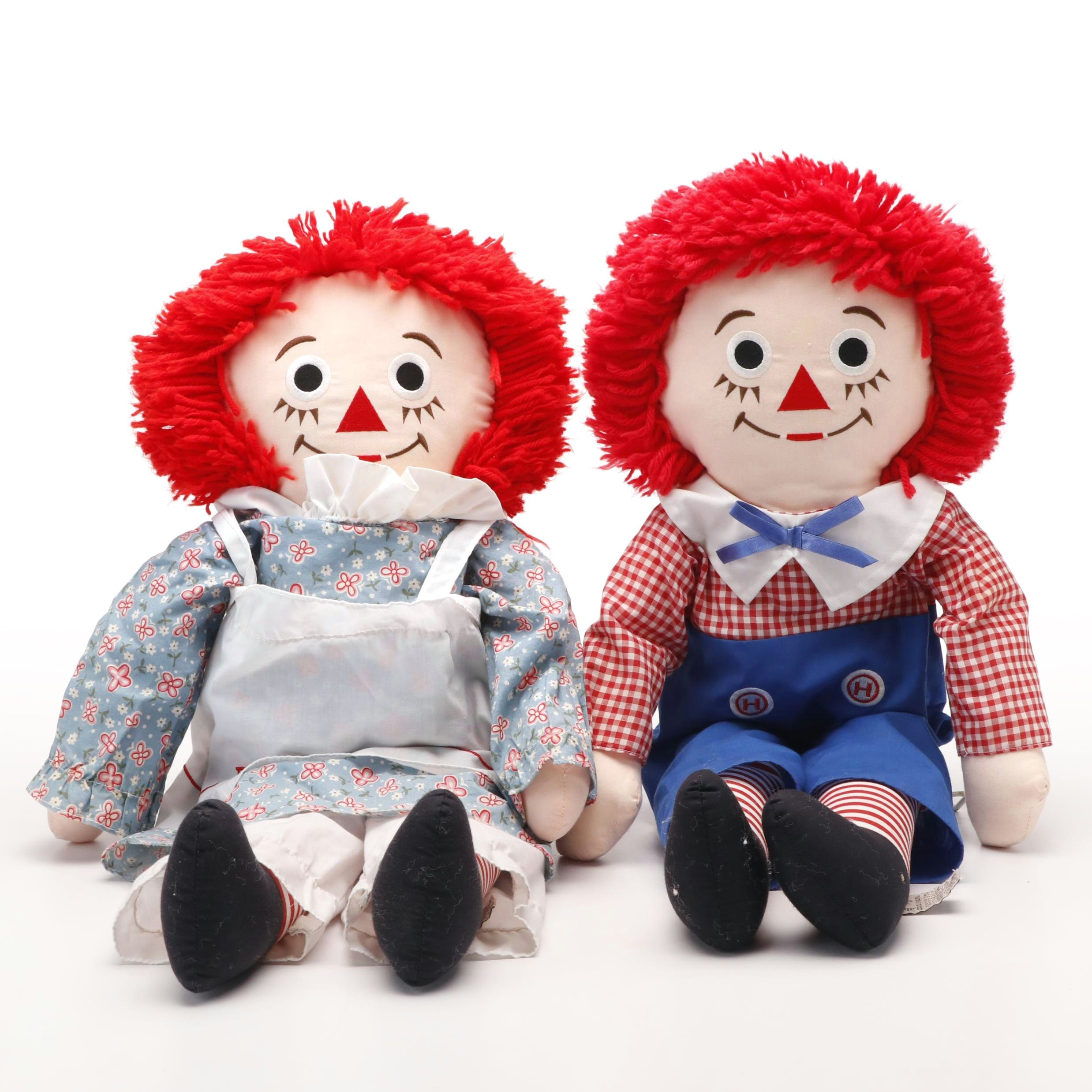 Applause Inc. "Raggedy Ann" and "Raggedy Andy" Fabric Dolls, Late 20th Century