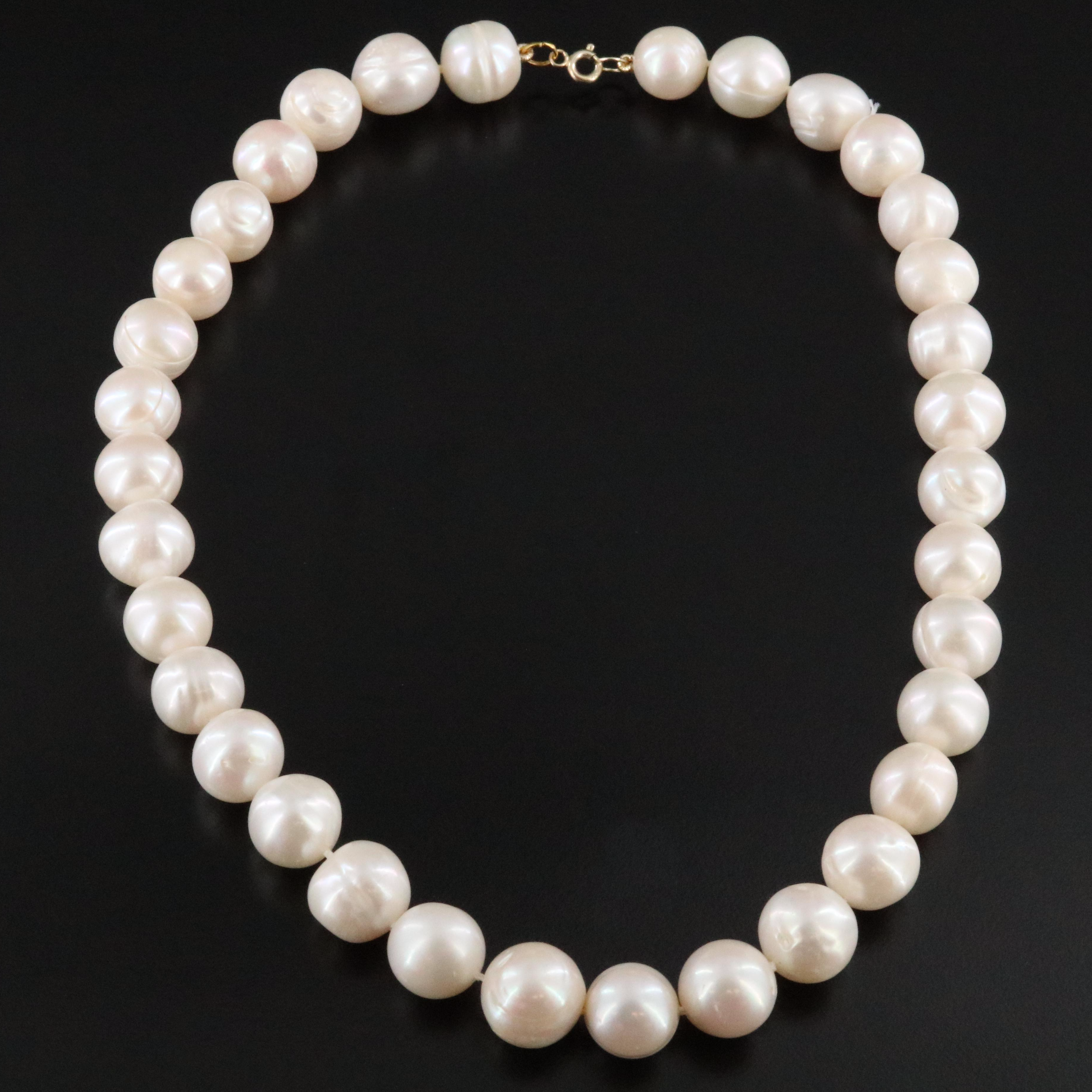 10.25 – 13.00 MM Pearl Necklace with 14K Clasp