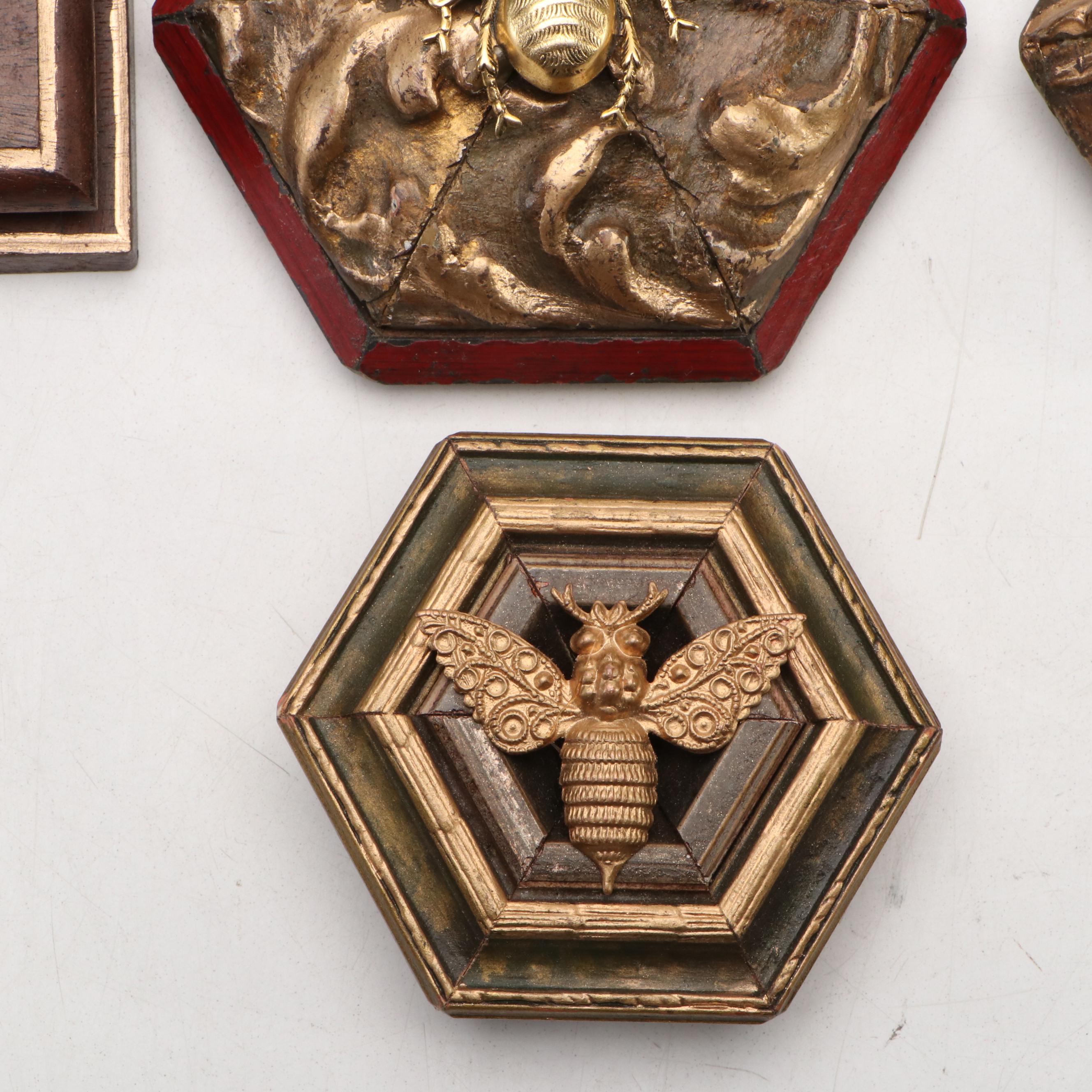 Signed "Museum Bees" by Trace Mayer with Framed Gilt Metal Museum Bees