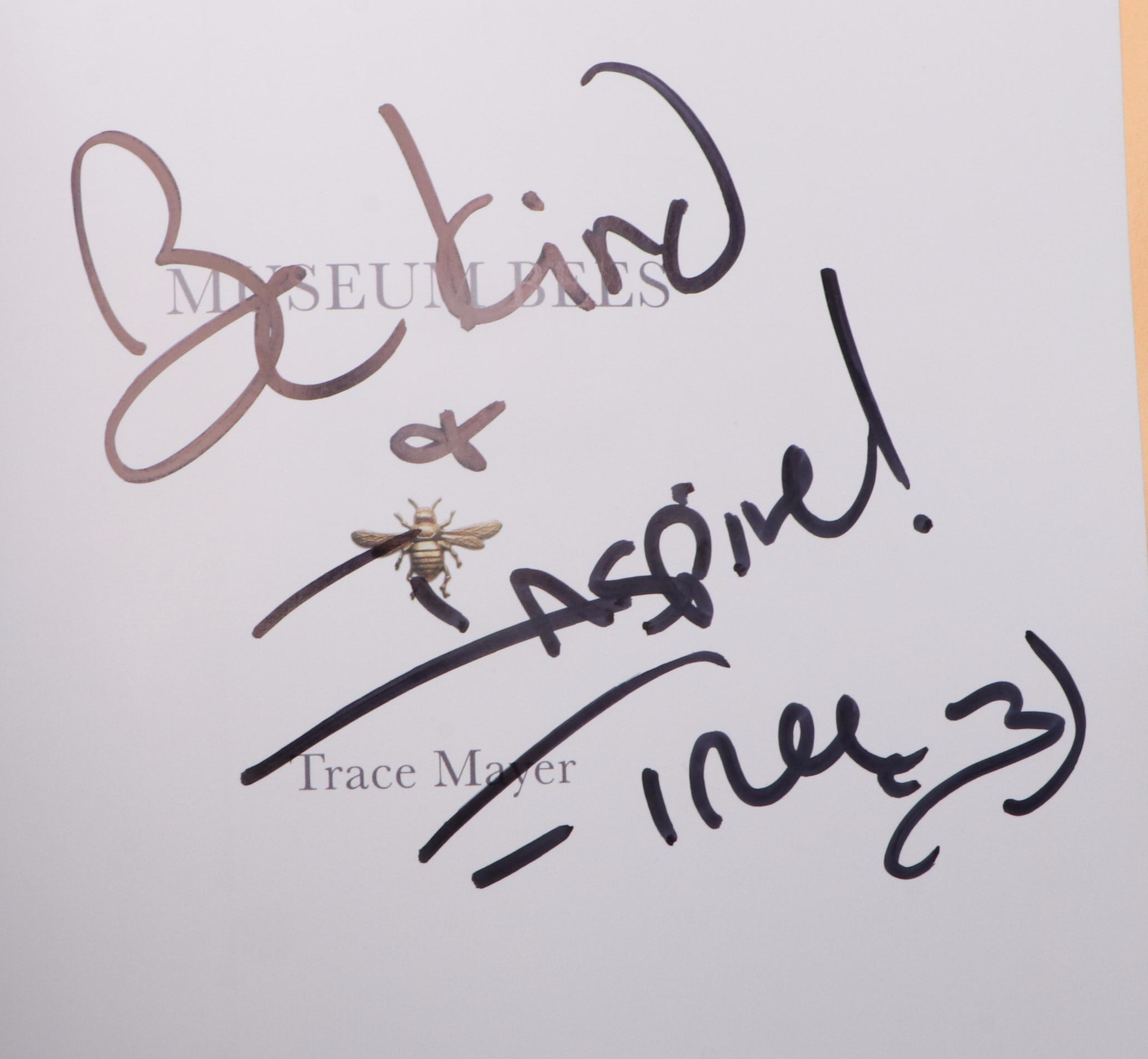 Signed "Museum Bees" by Trace Mayer with Framed Gilt Metal Museum Bees