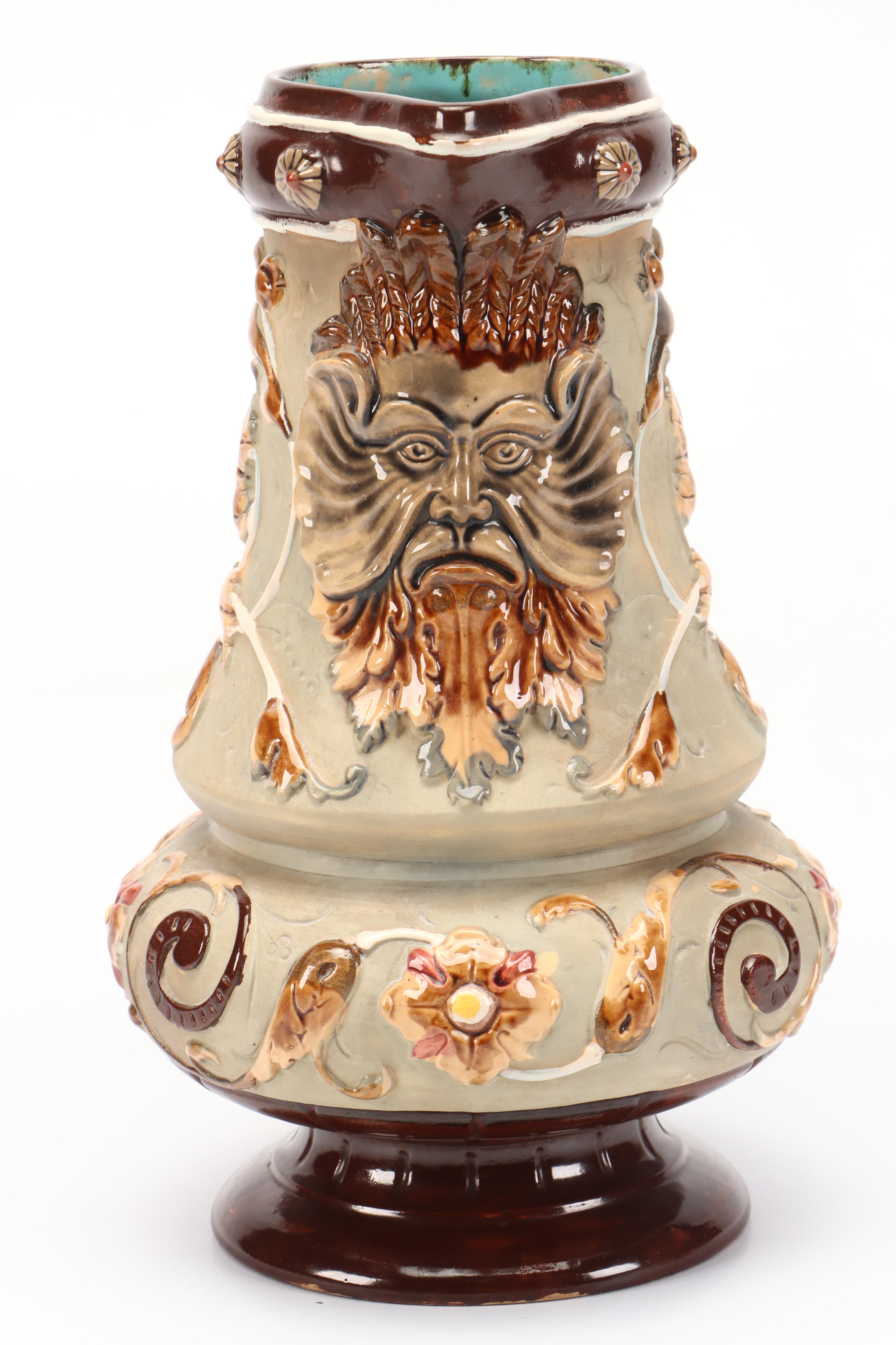Wilhelm Schiller & Son Gothic Majolica Vase, Late 19th/Early 20th Century