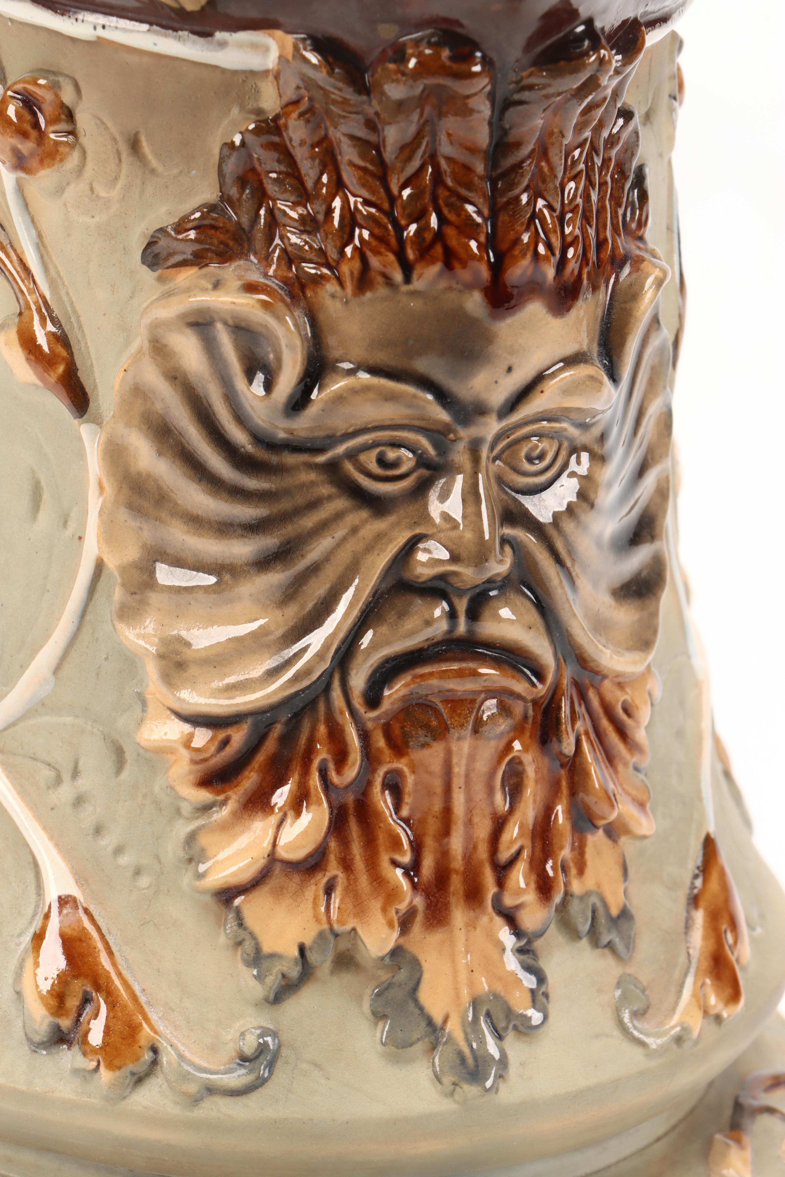 Wilhelm Schiller & Son Gothic Majolica Vase, Late 19th/Early 20th Century
