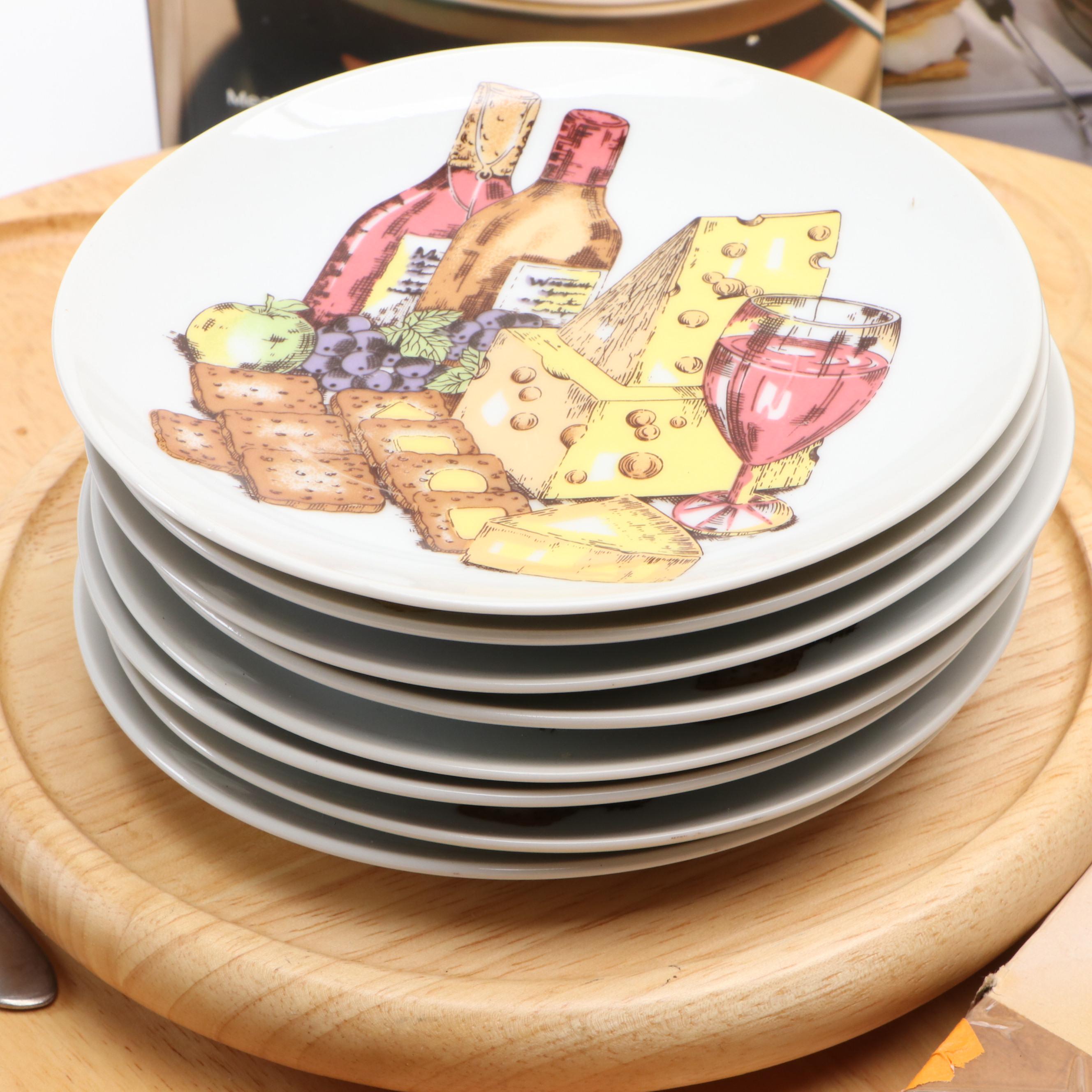 Shafford and Other Ceramic Plates with Lazy Susan, Smores Kit and More