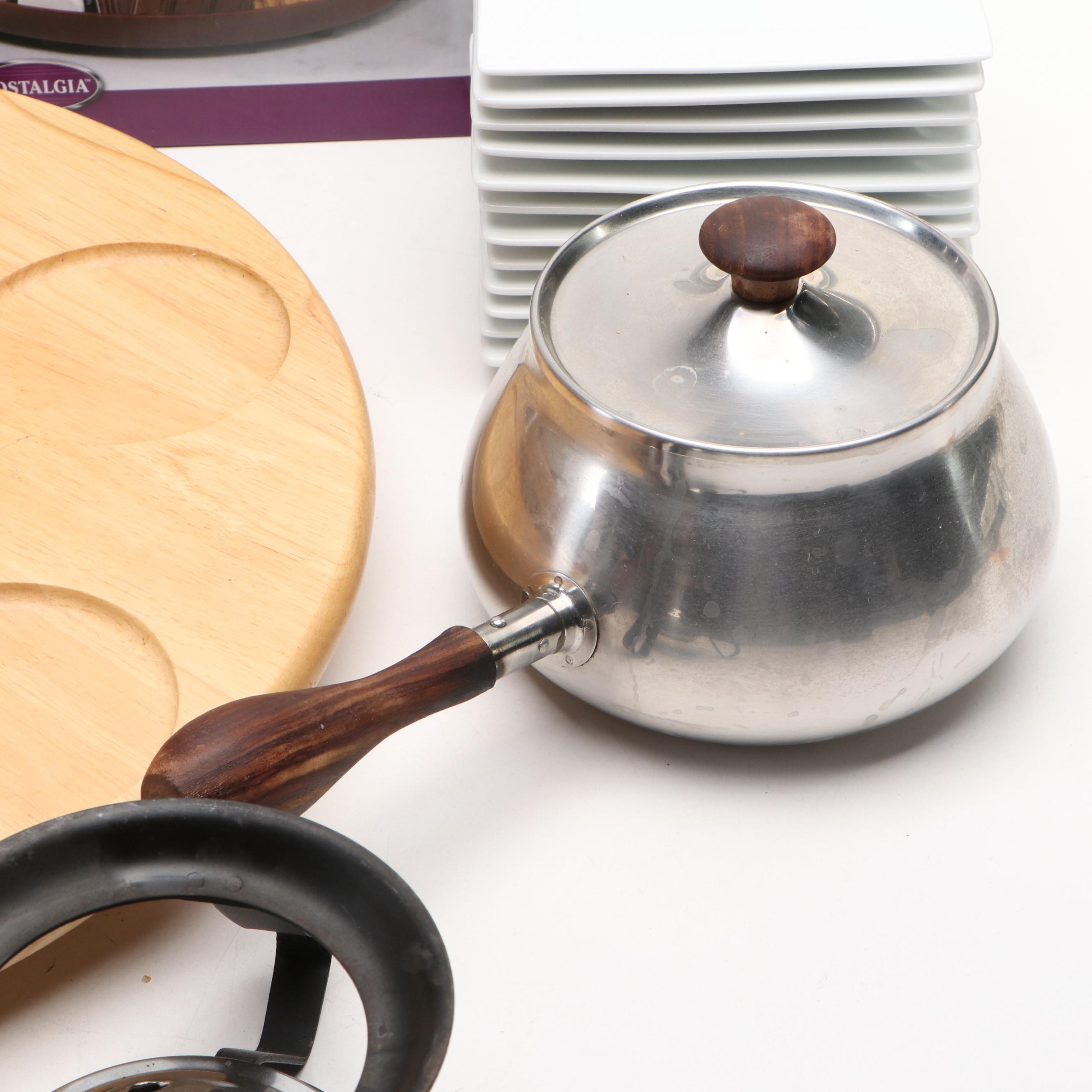 Shafford and Other Ceramic Plates with Lazy Susan, Smores Kit and More