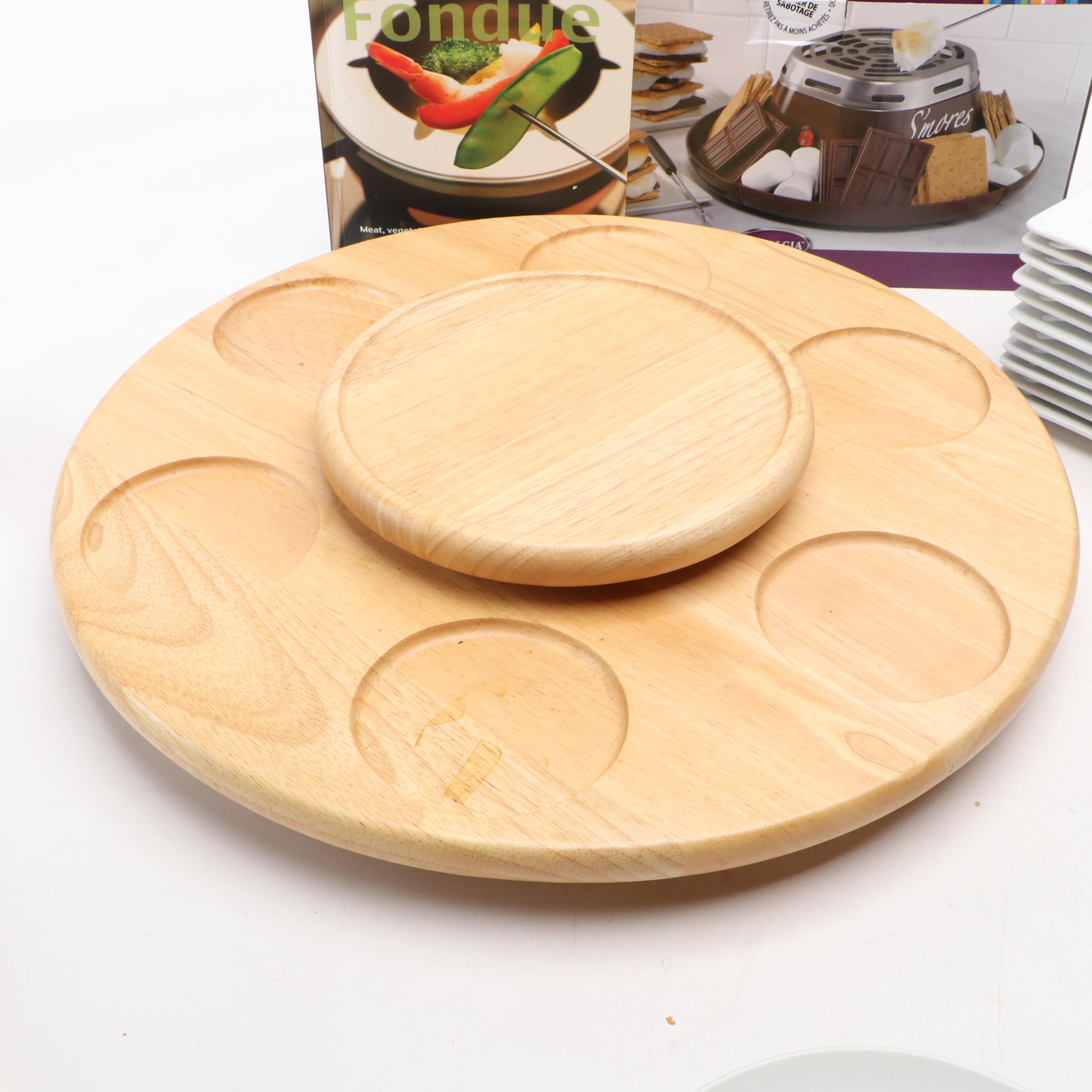 Shafford and Other Ceramic Plates with Lazy Susan, Smores Kit and More