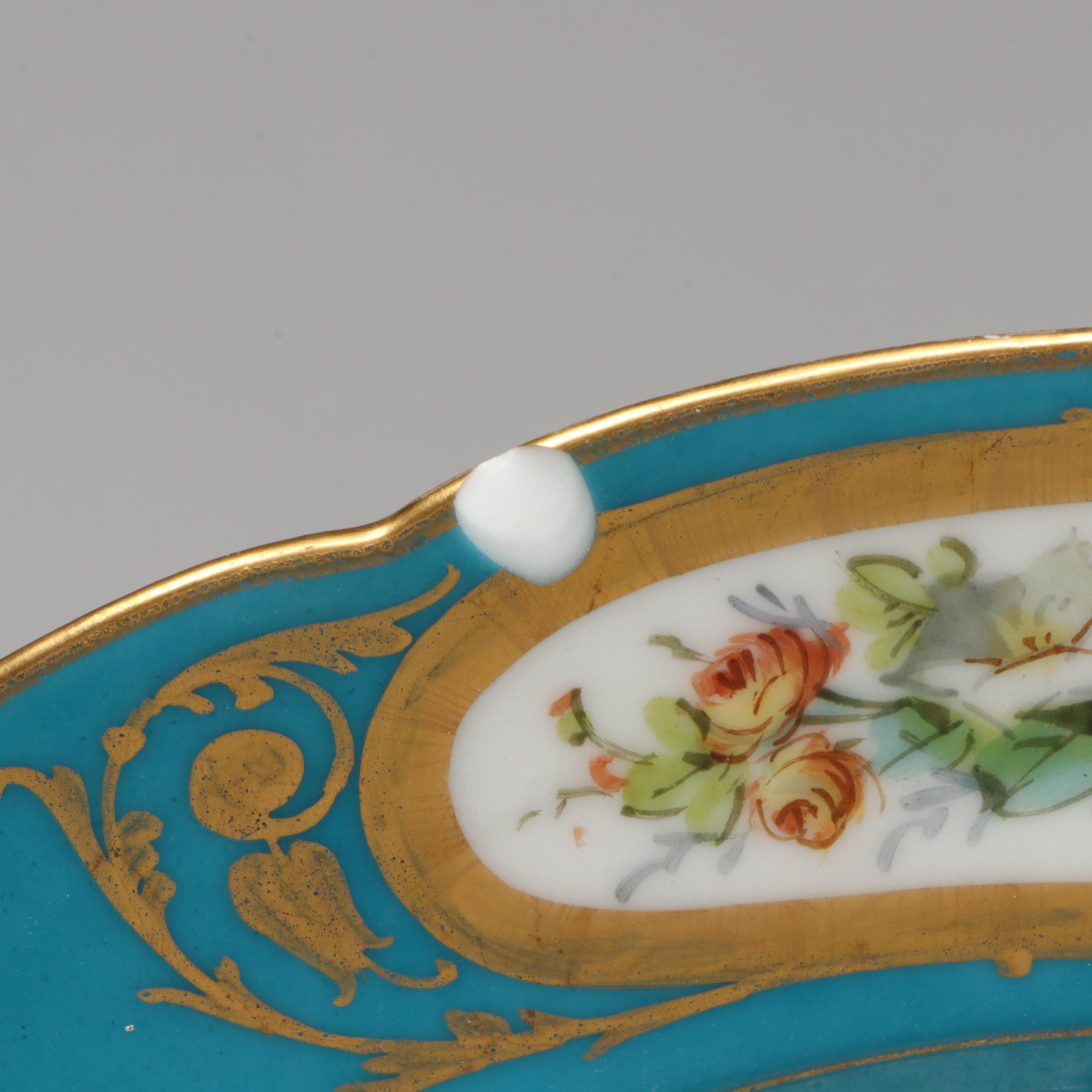 Sèvres Porcelain Bleu Céleste Plates with Two-Handled Cups and Saucers