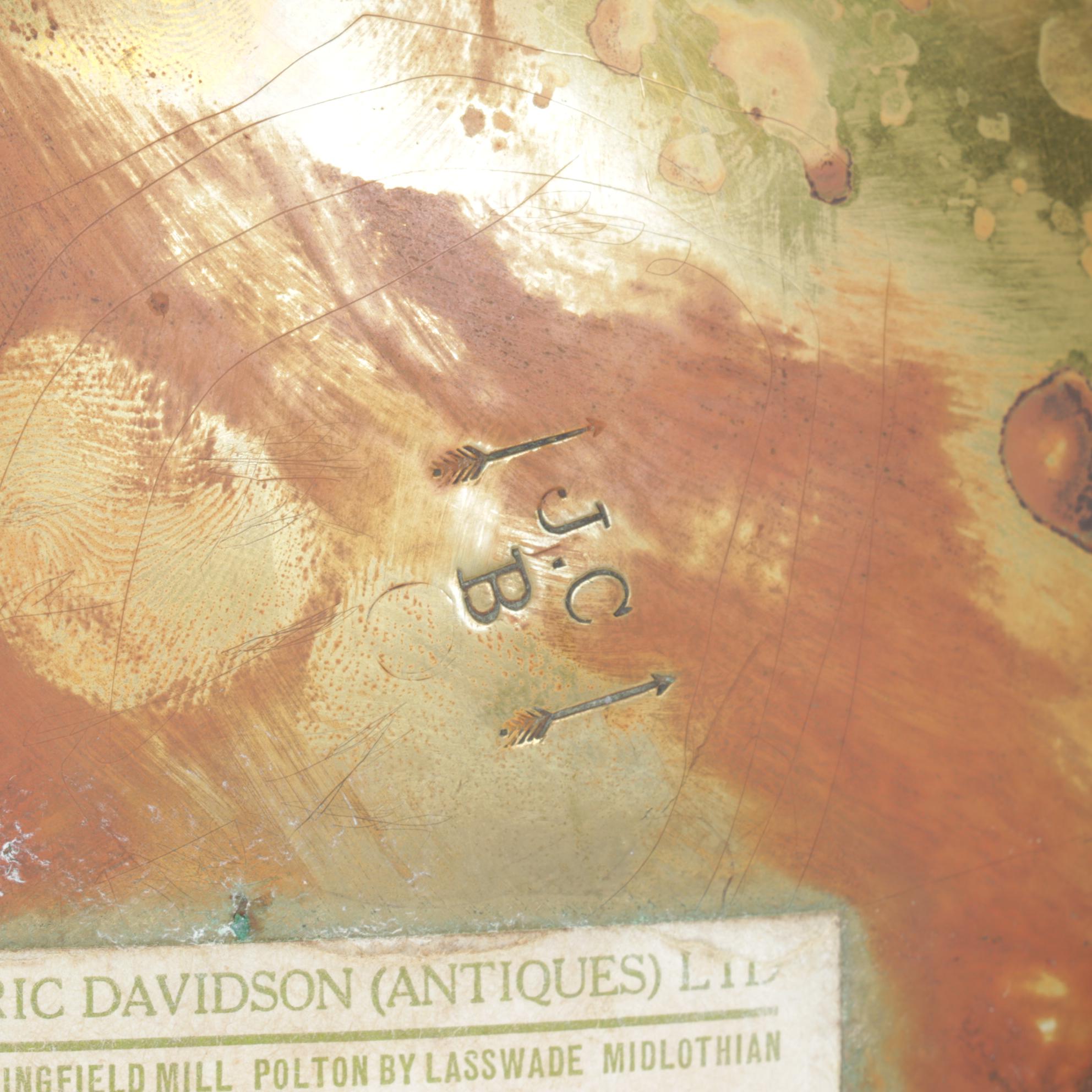 Amber Glass & Wood Handled Brass Kettles & Napkin Holder