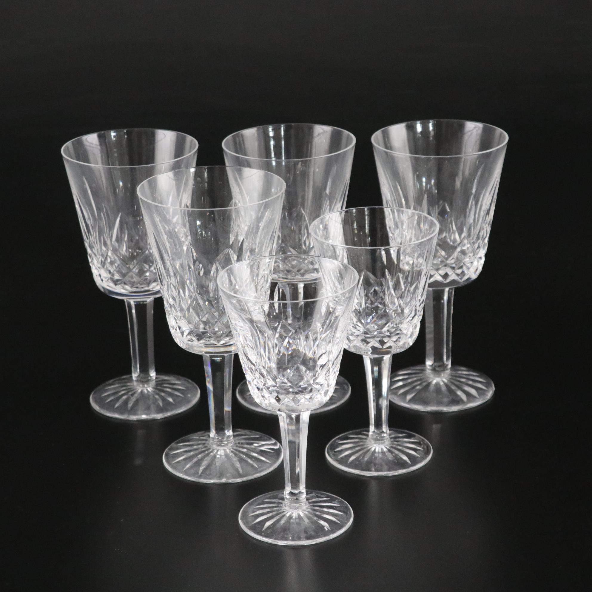 Waterford "Lismore" Crystal Water Goblets, Mid to Late 20th C.
