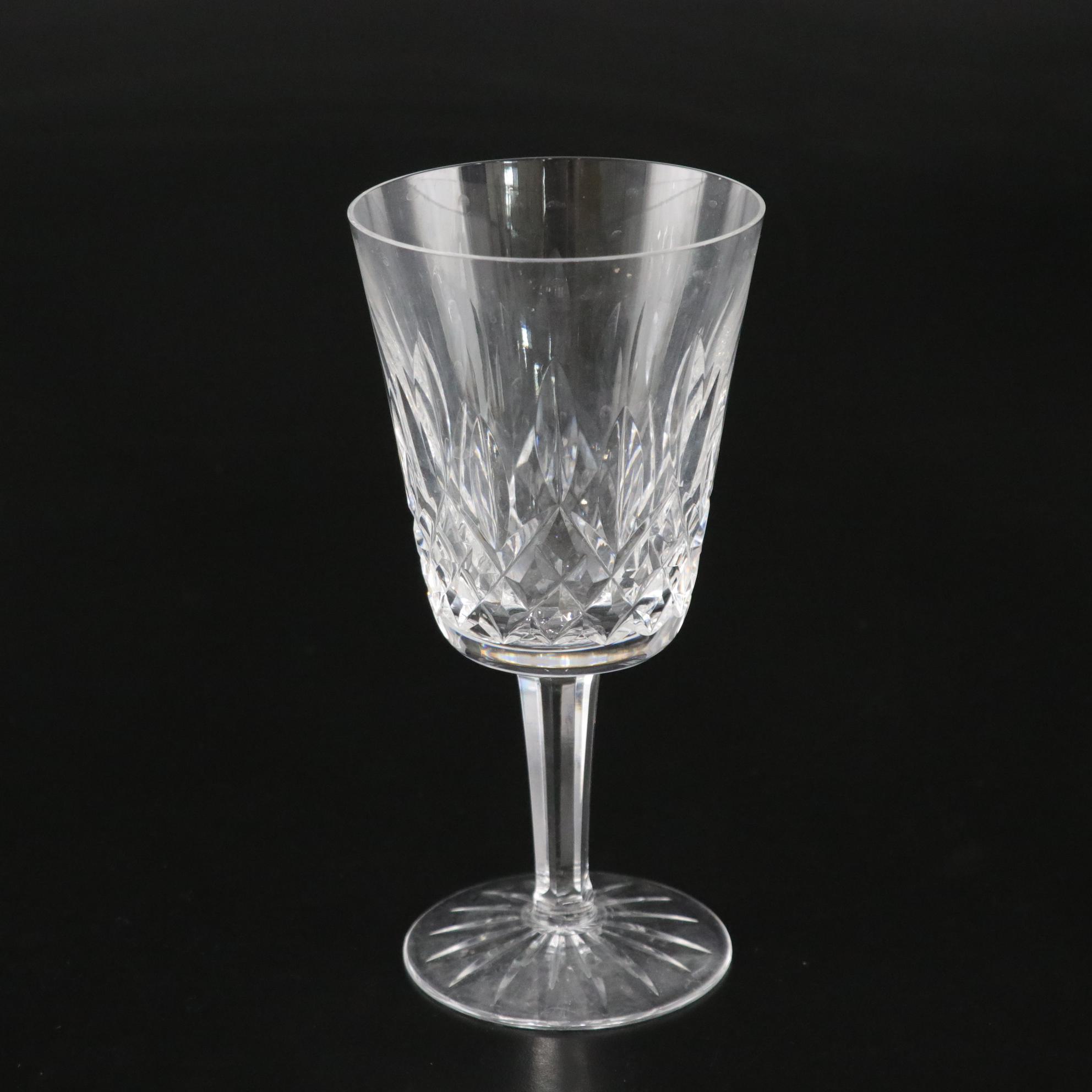 Waterford "Lismore" Crystal Water Goblets, Mid to Late 20th C.