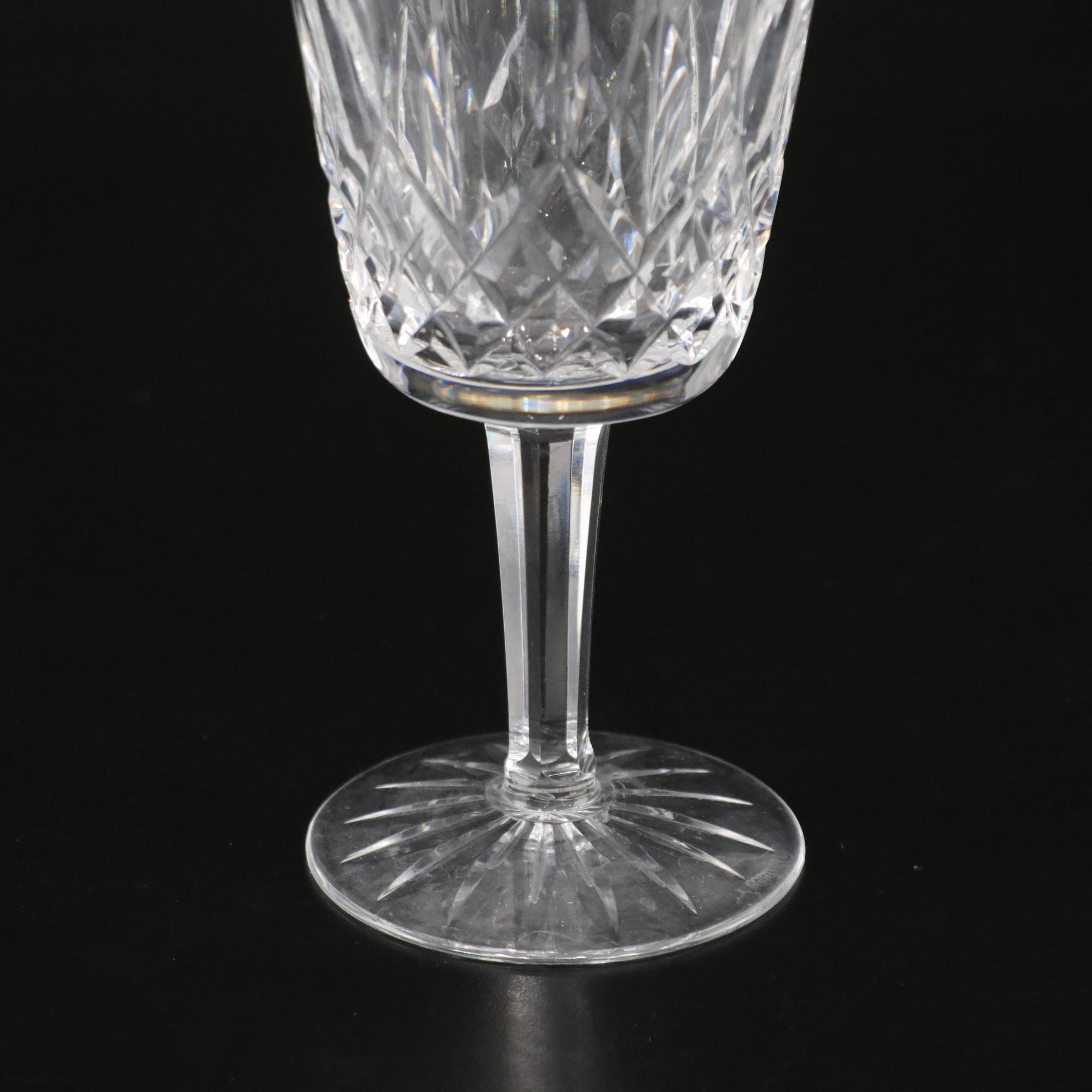 Waterford "Lismore" Crystal Water Goblets, Mid to Late 20th C.