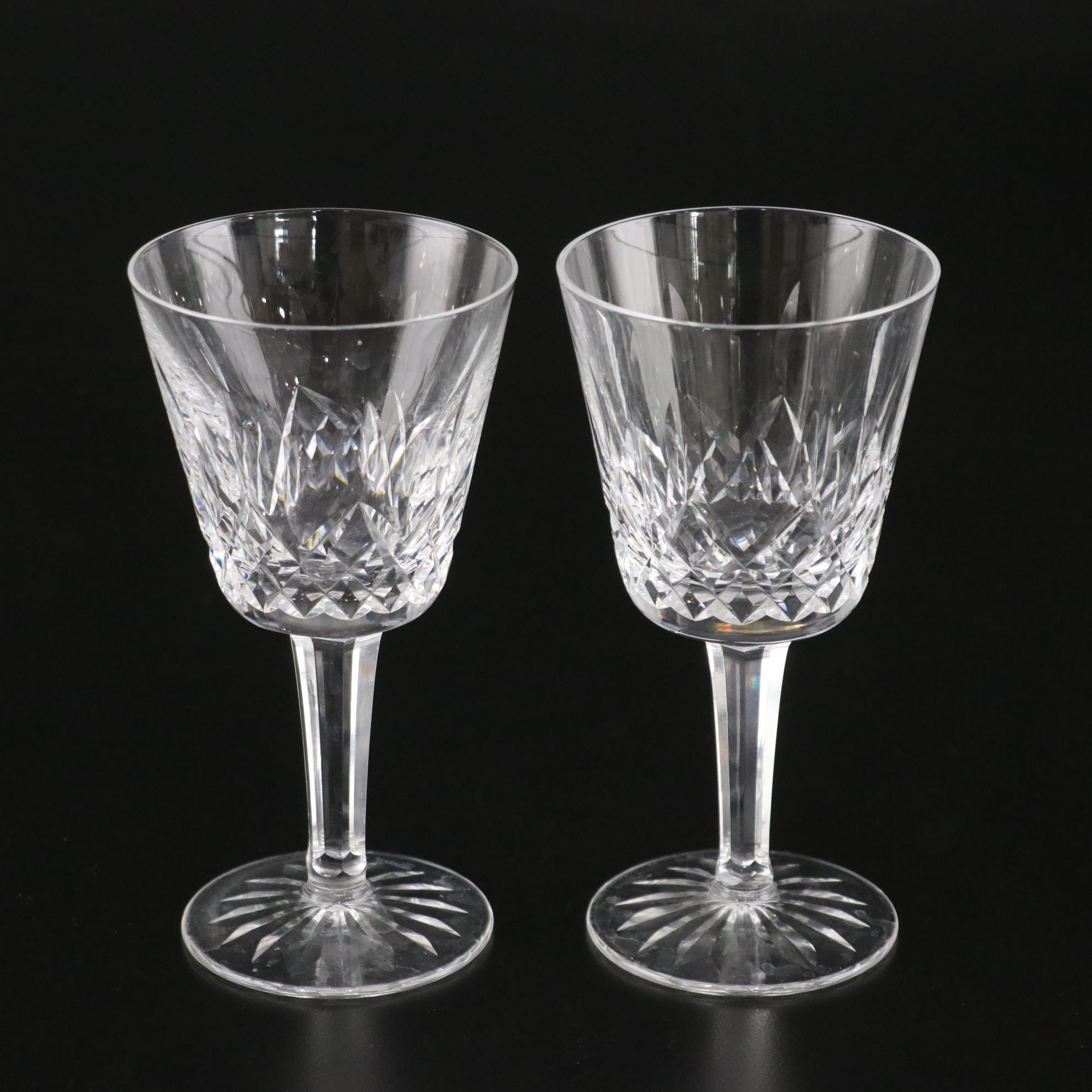Waterford "Lismore" Crystal Water Goblets, Mid to Late 20th C.