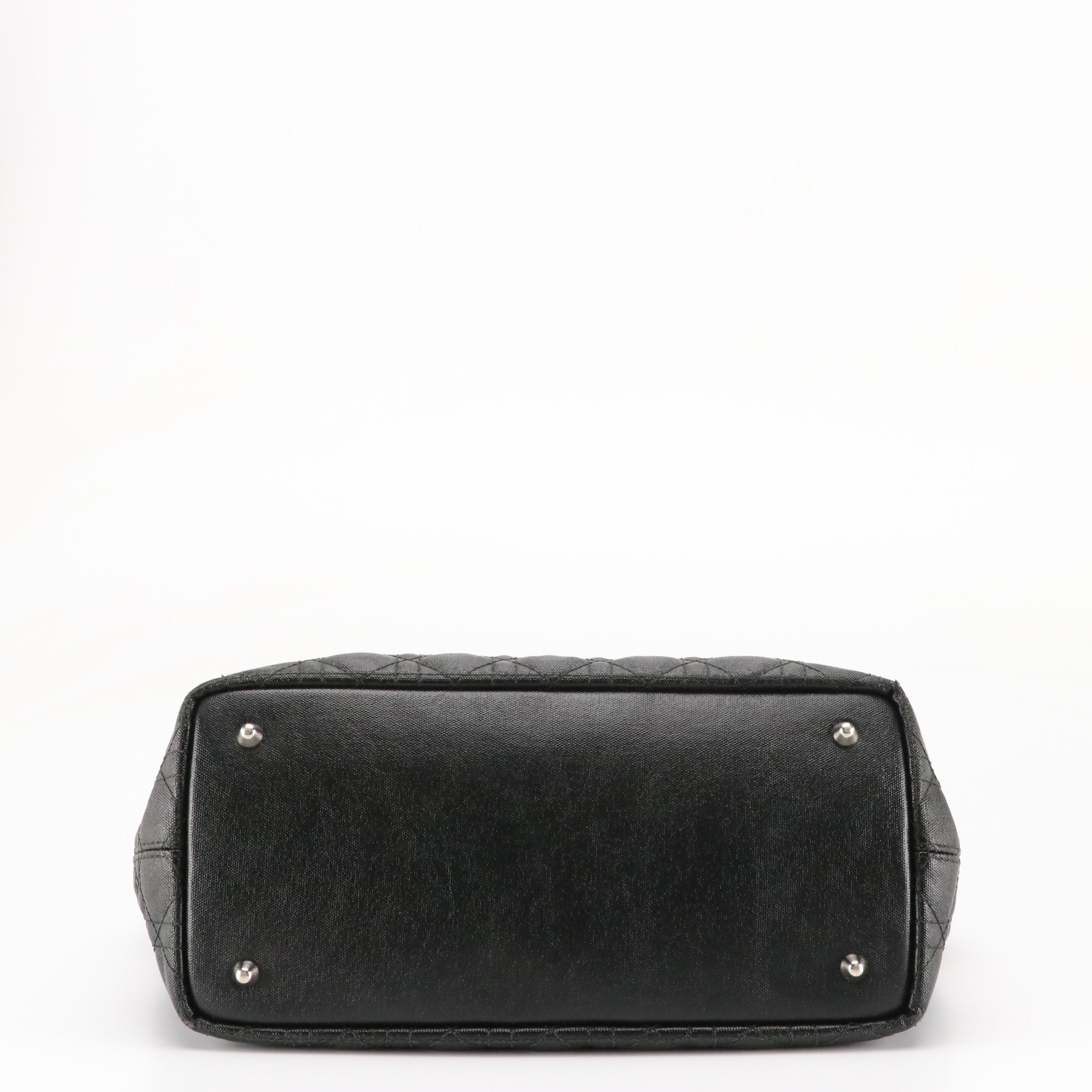 Christian Dior Panarea Tote in Black Cannage Quilted Canvas and Leather