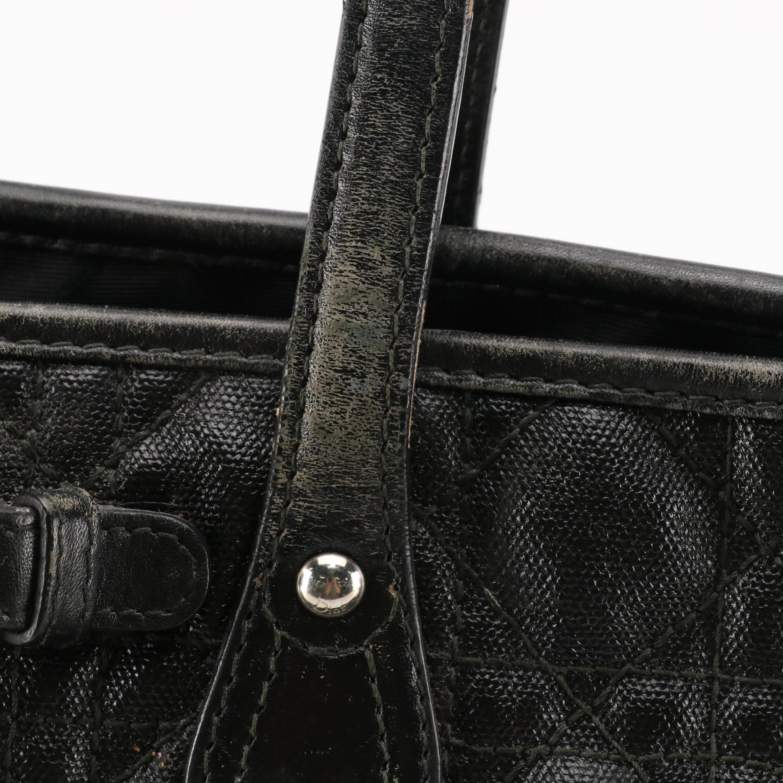 Christian Dior Panarea Tote in Black Cannage Quilted Canvas and Leather