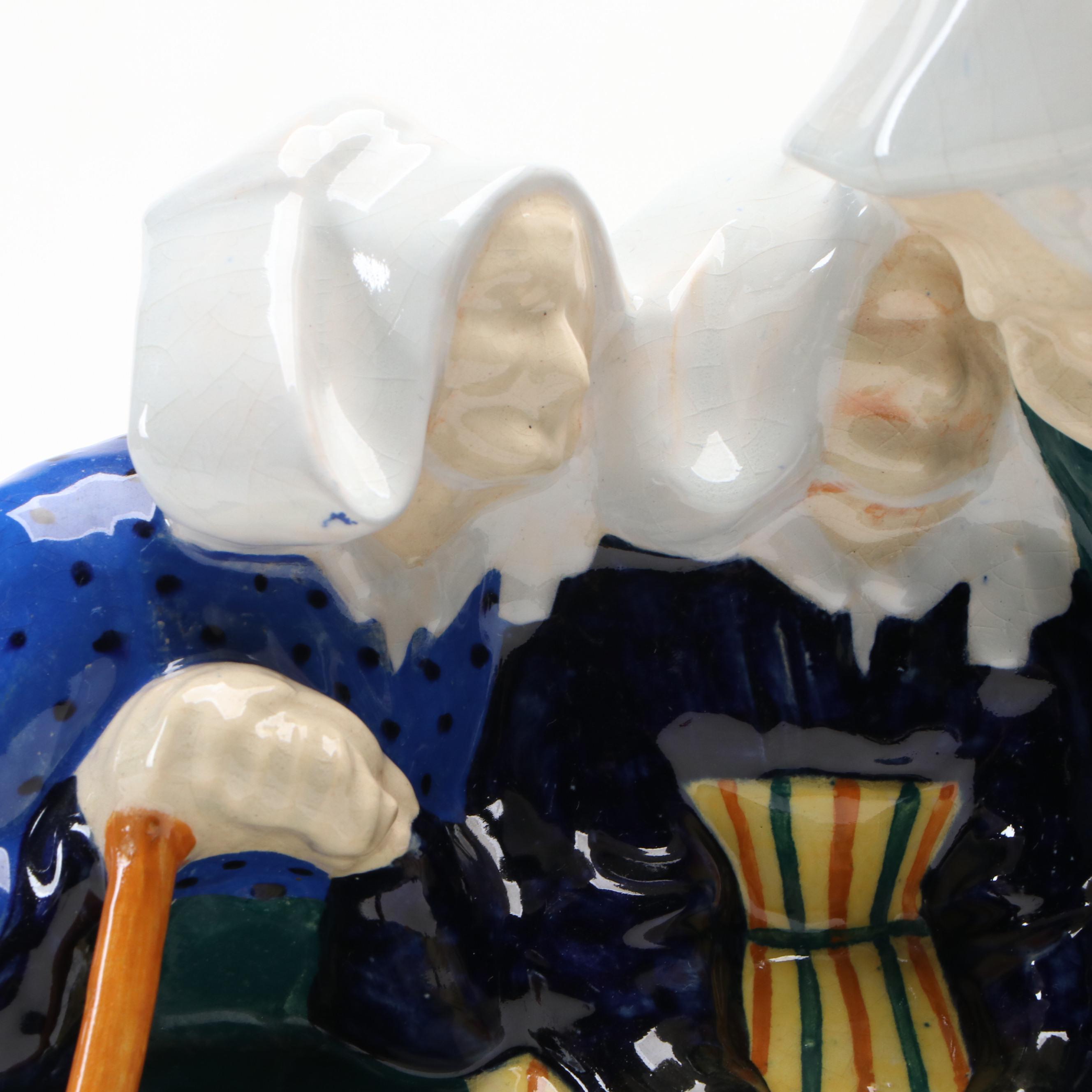 Henriot Quimper "The Three Gossips" Ceramic Figurine, Mid-20th Century