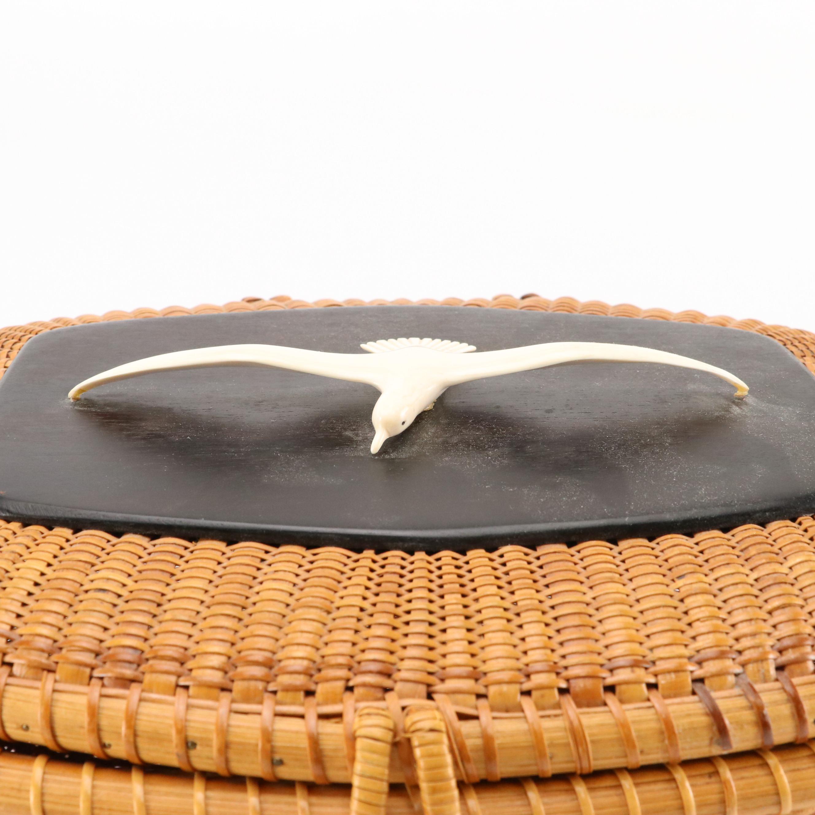 José Formoso Reyes Nantucket Basket Handbag with Bone Detailing, 1963