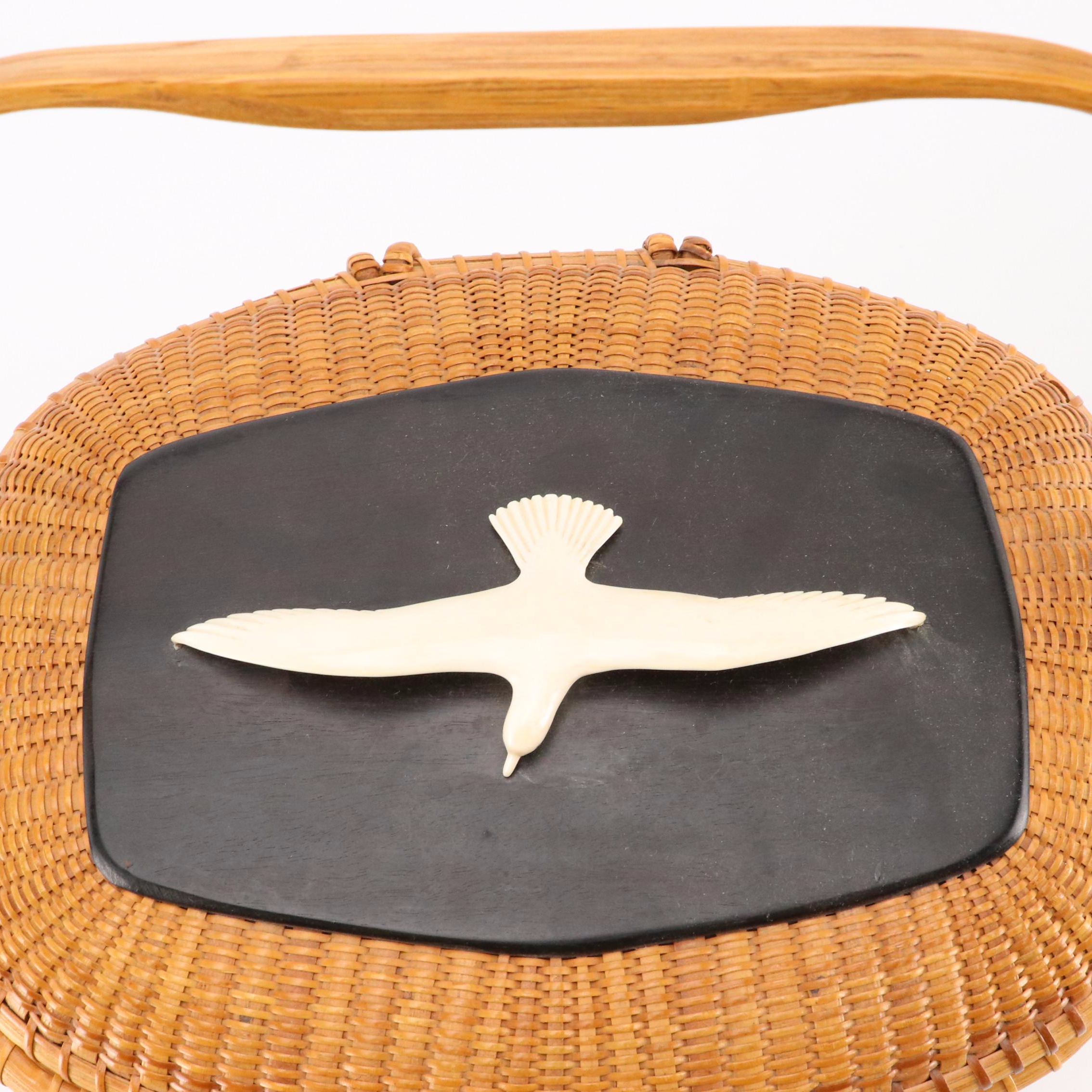 José Formoso Reyes Nantucket Basket Handbag with Bone Detailing, 1963
