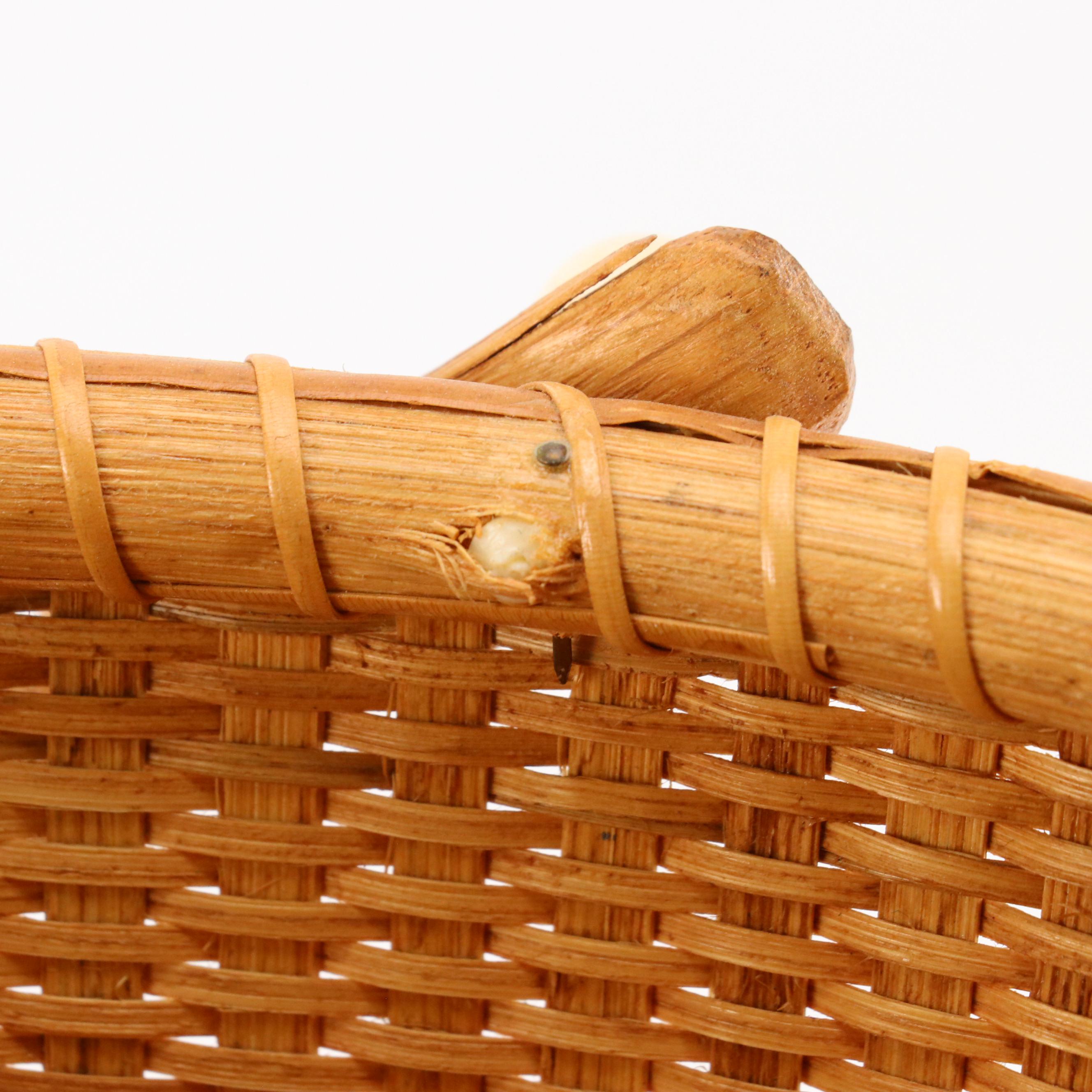 José Formoso Reyes Nantucket Basket Handbag with Bone Detailing, 1963