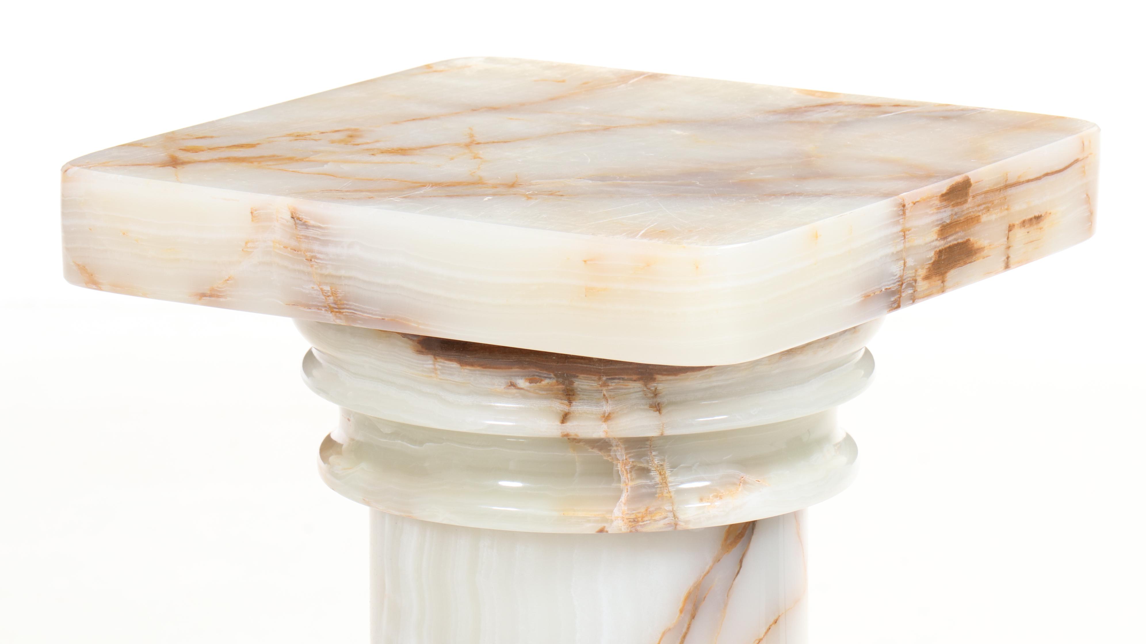 Carved Calcite Marble Pedestal Stand