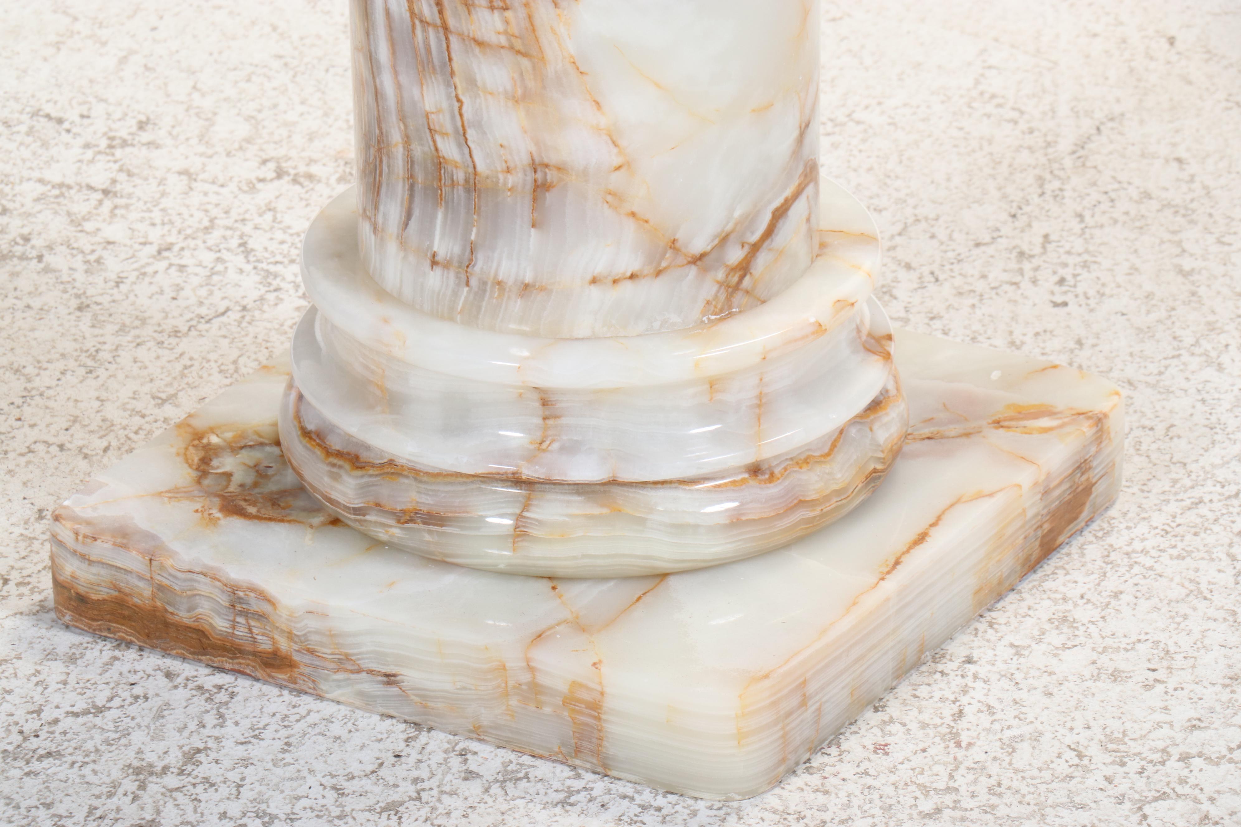 Carved Calcite Marble Pedestal Stand