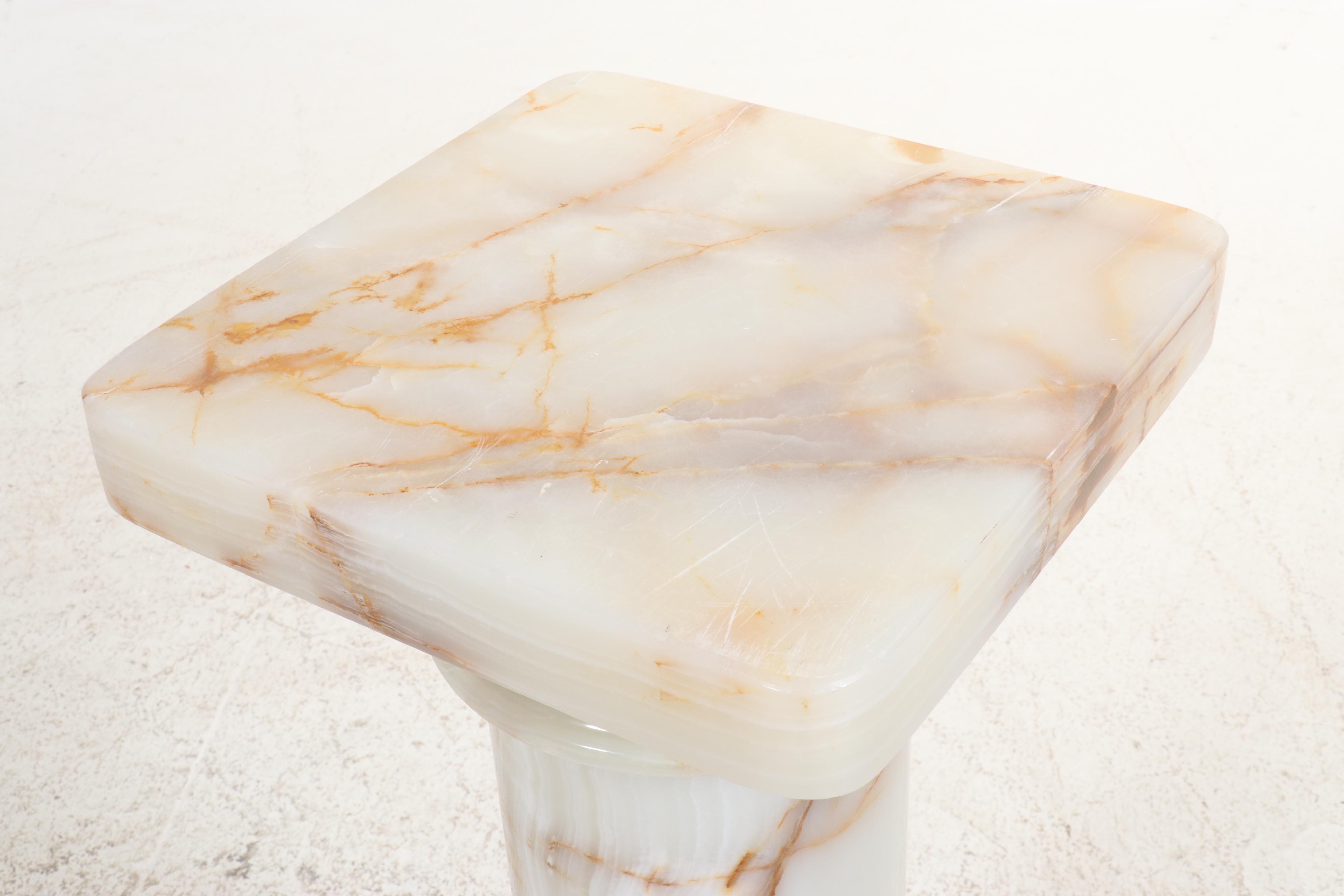 Carved Calcite Marble Pedestal Stand