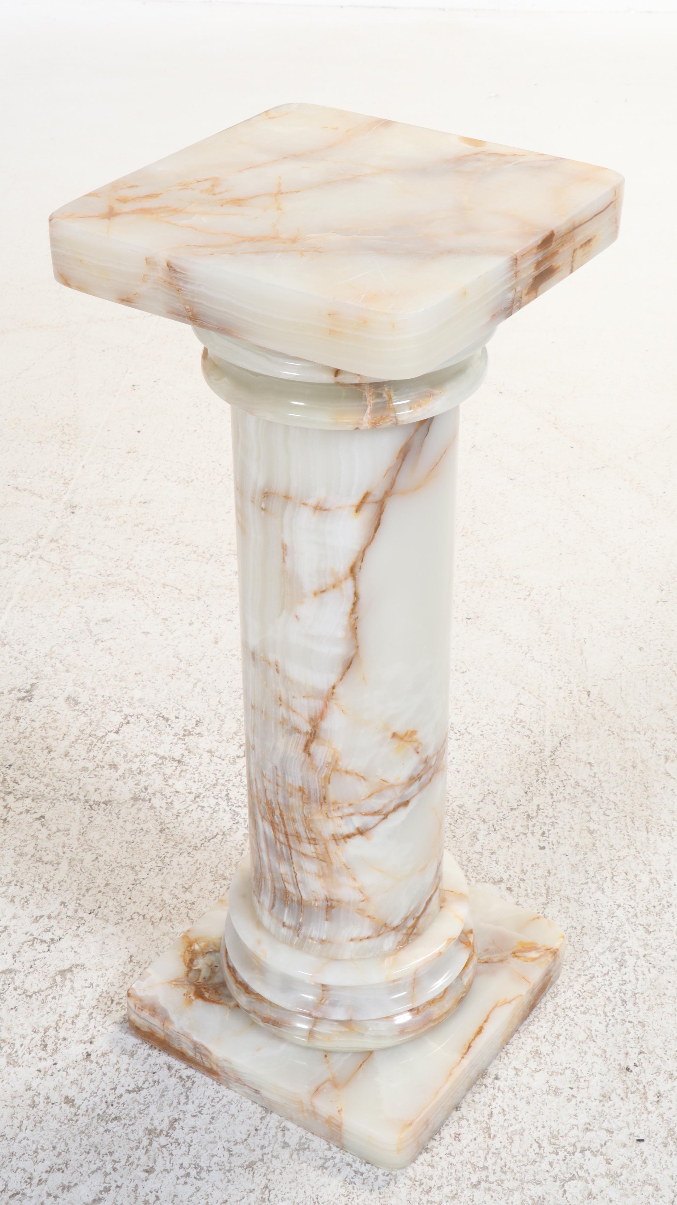 Carved Calcite Marble Pedestal Stand