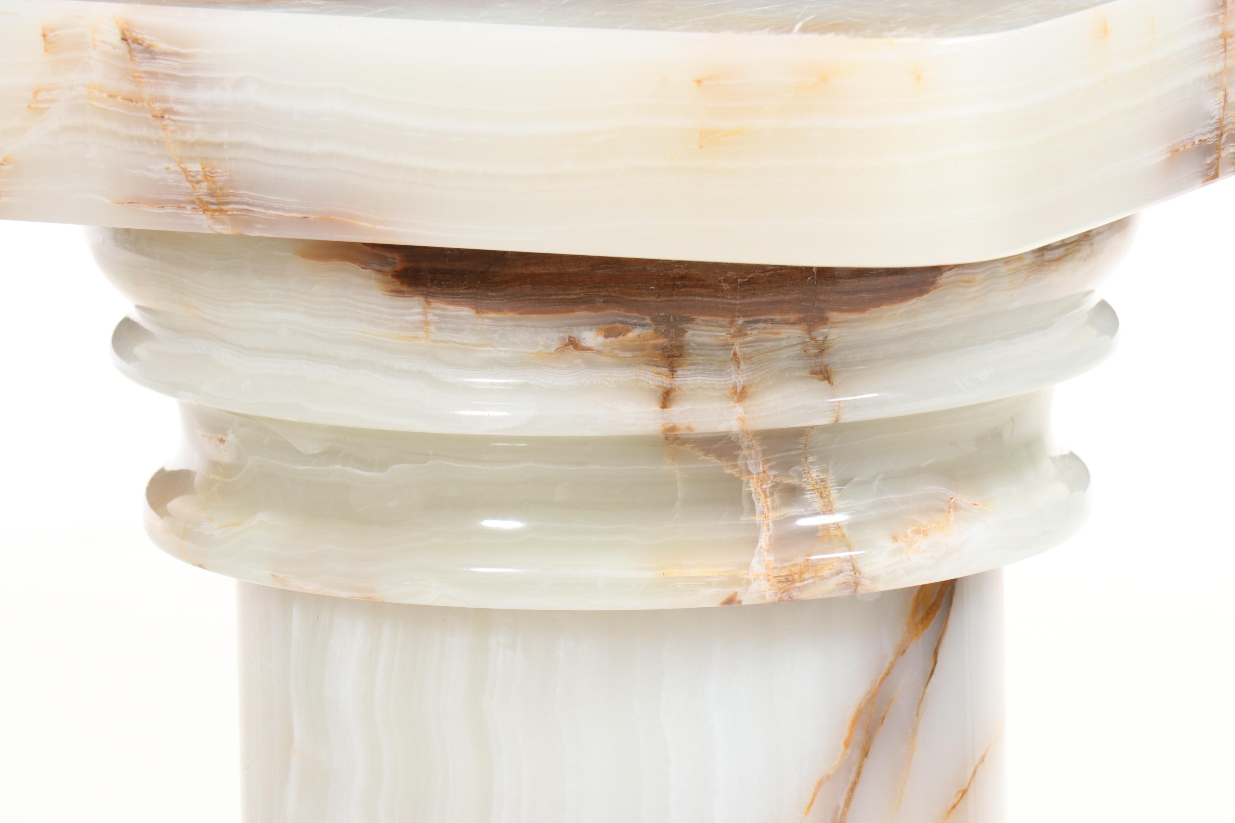 Carved Calcite Marble Pedestal Stand