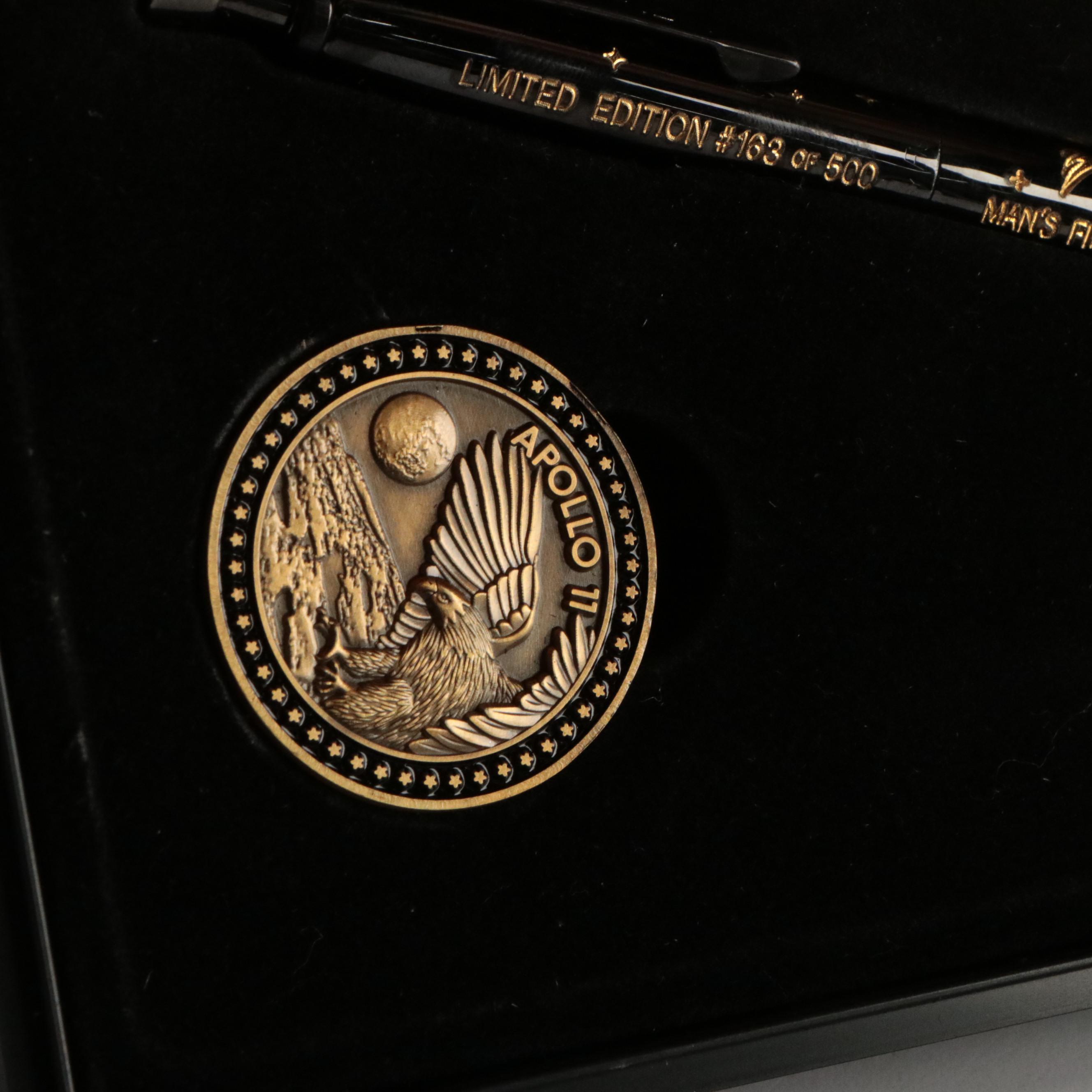 Fisher Space Program Apollo 11 Metal Ballpoint Pen with Case and Medallion