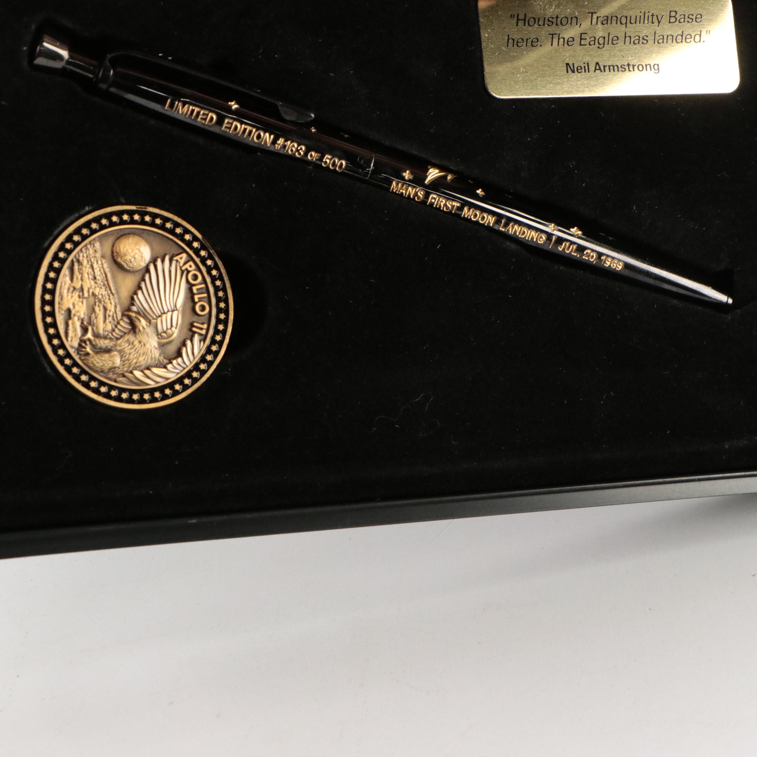 Fisher Space Program Apollo 11 Metal Ballpoint Pen with Case and Medallion