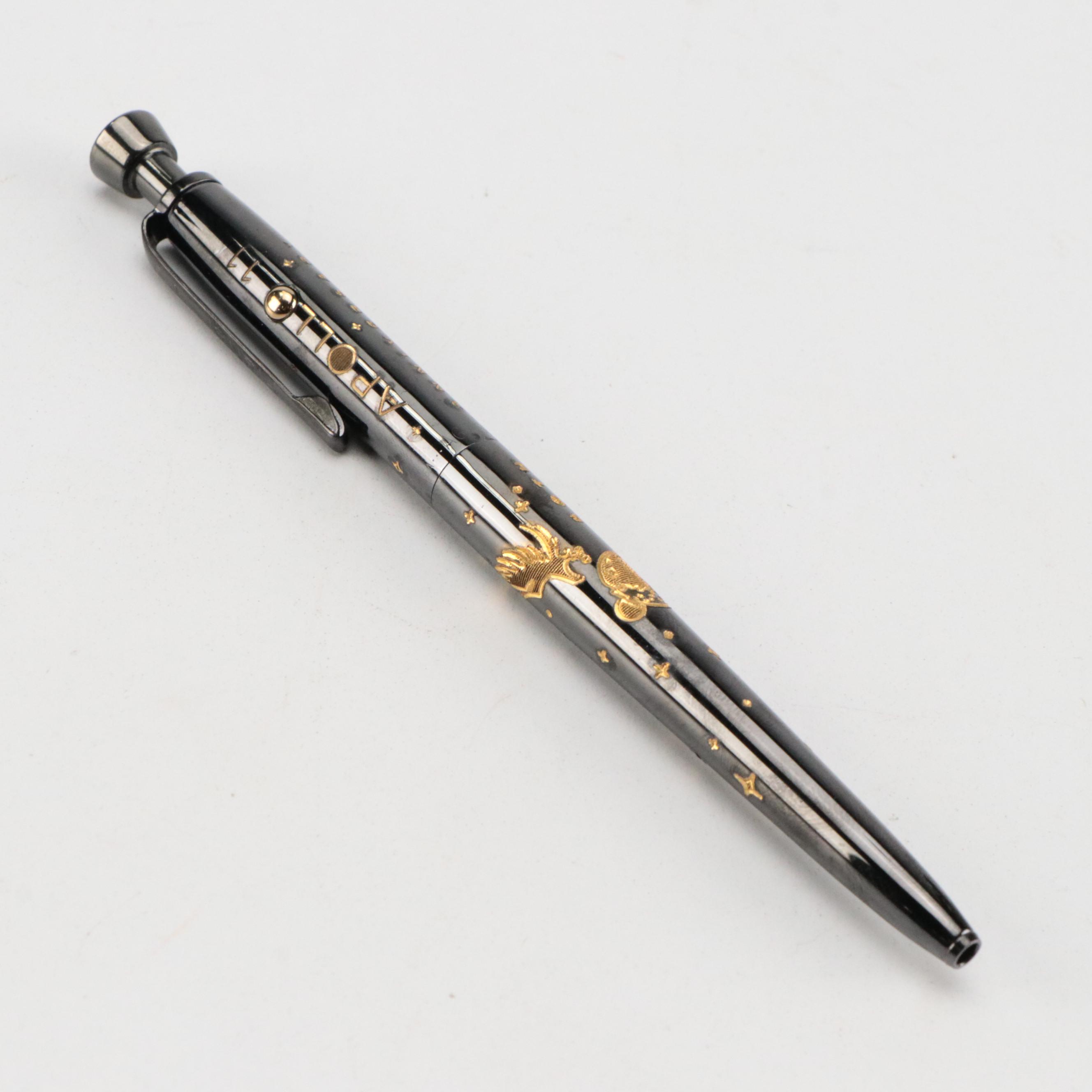 Fisher Space Program Apollo 11 Metal Ballpoint Pen with Case and Medallion