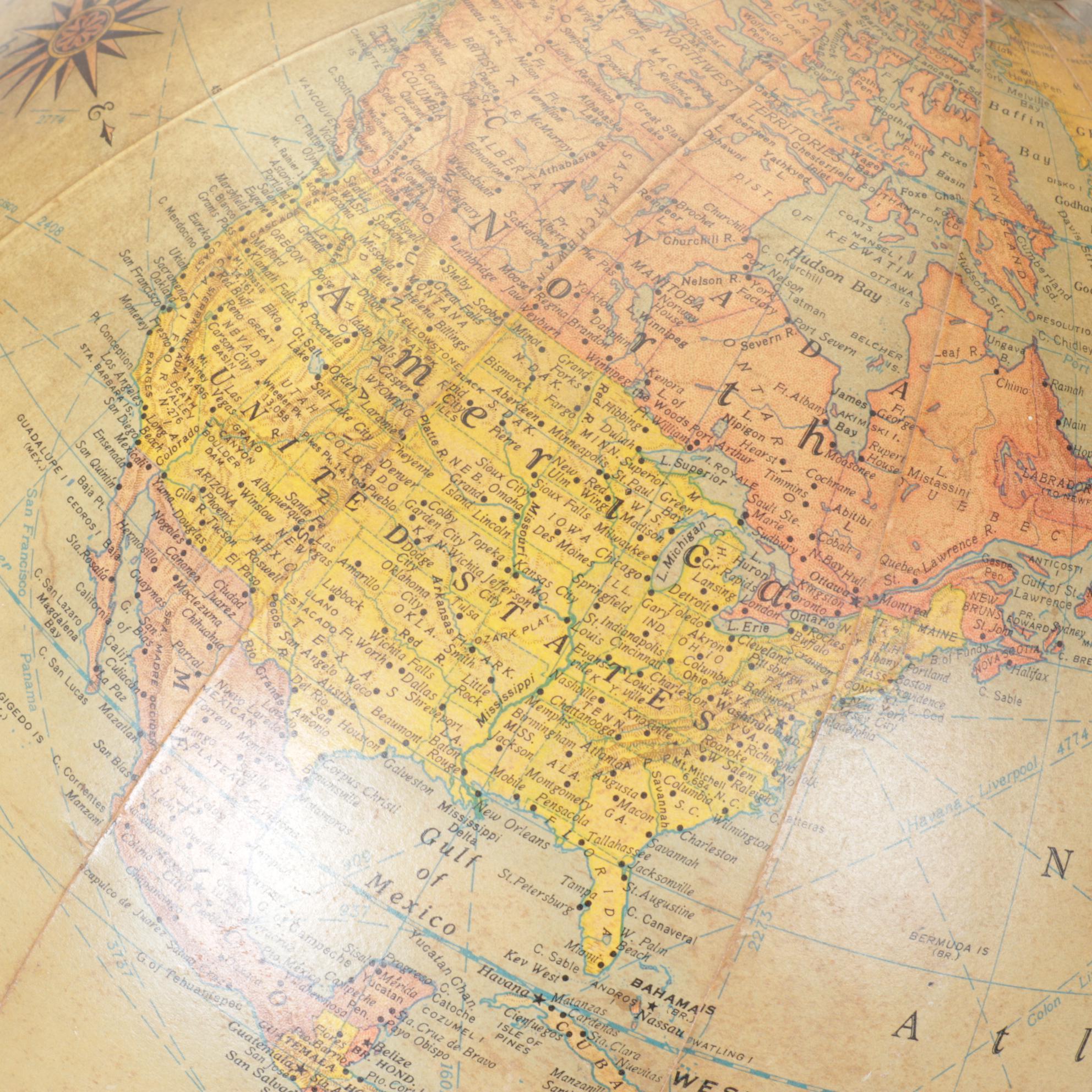 Rand McNally Globe Lamp with Hardcover Atlas, 1949