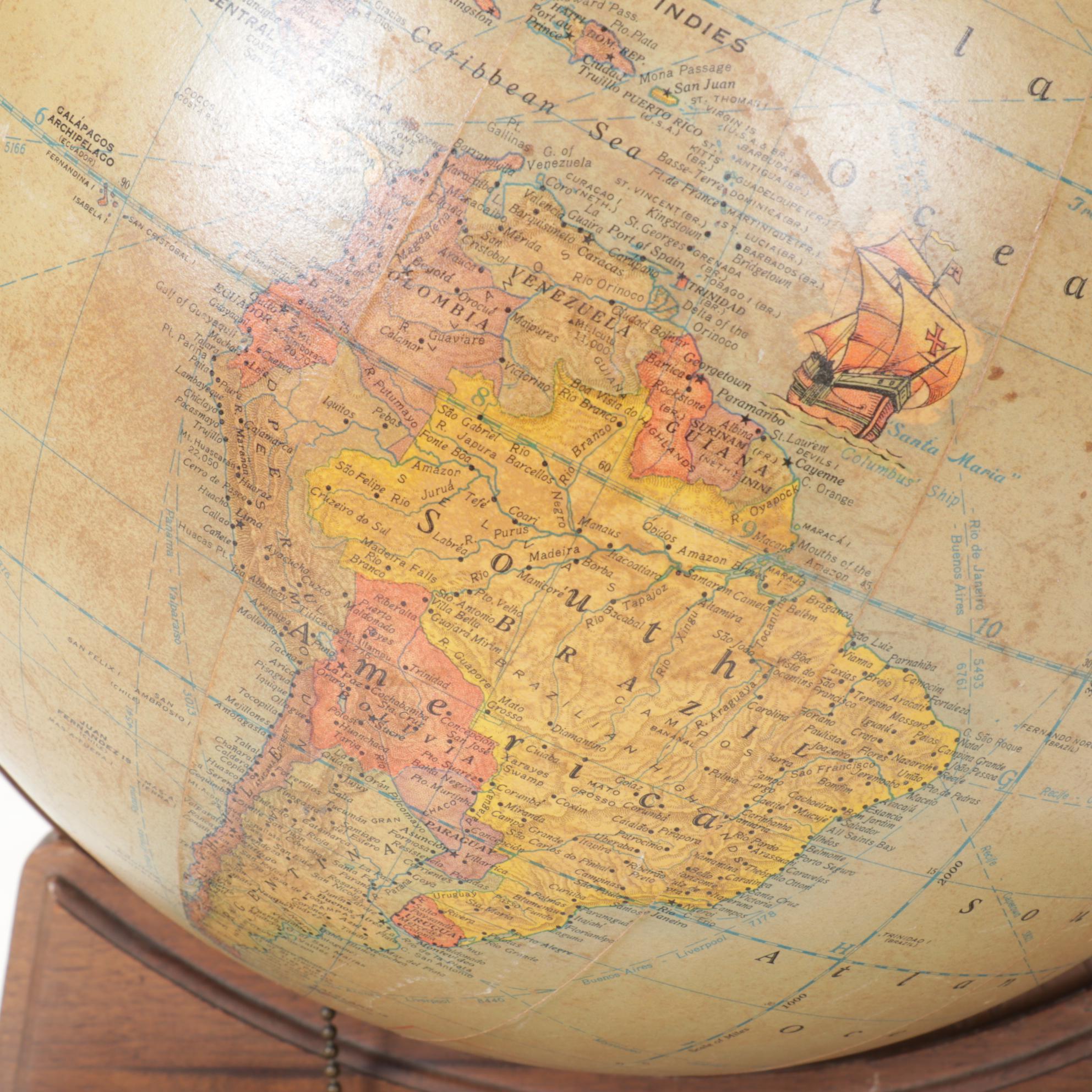 Rand McNally Globe Lamp with Hardcover Atlas, 1949